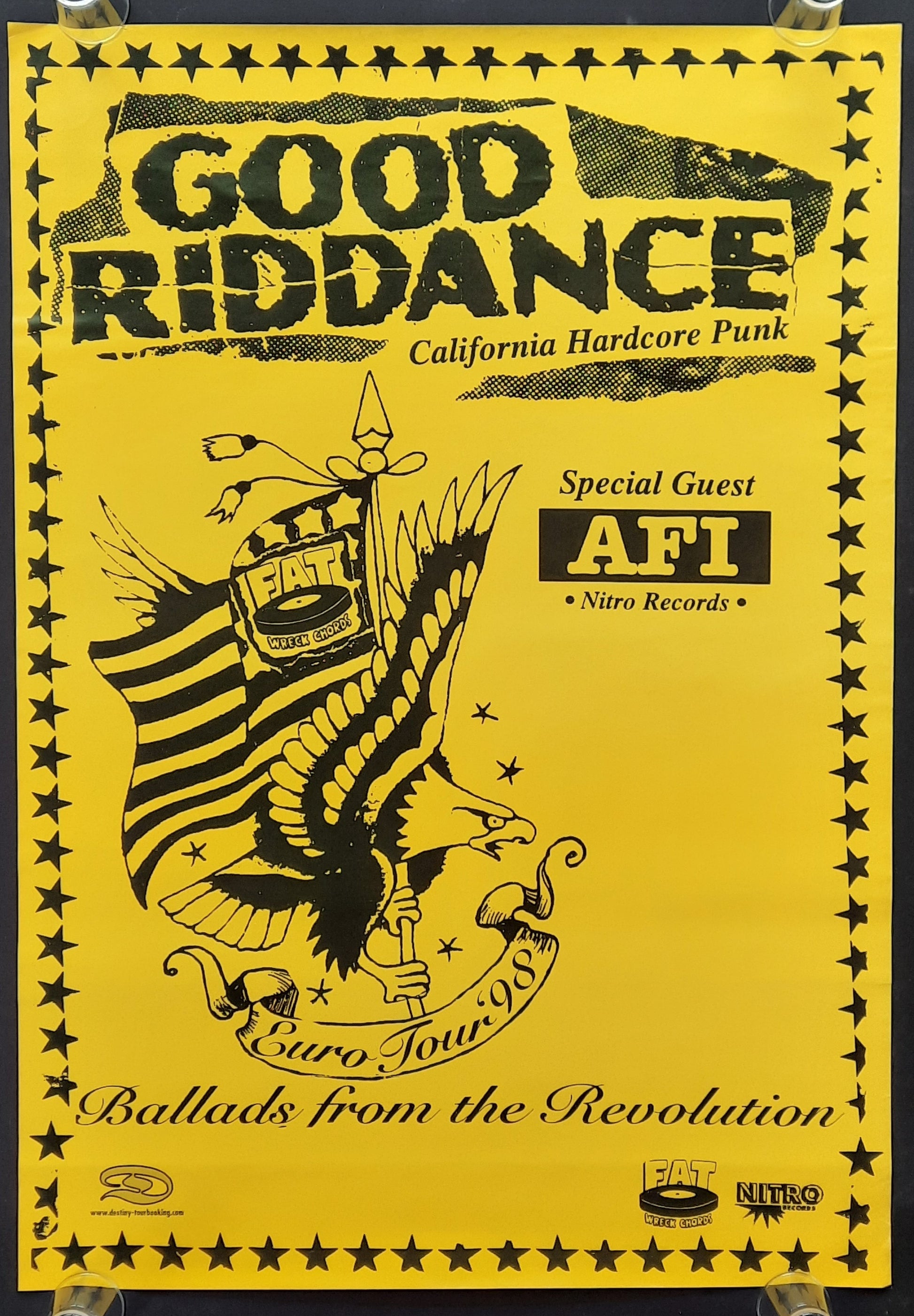 GOOD RIDDANCE Original Concerts Poster 1998 Euro Tour