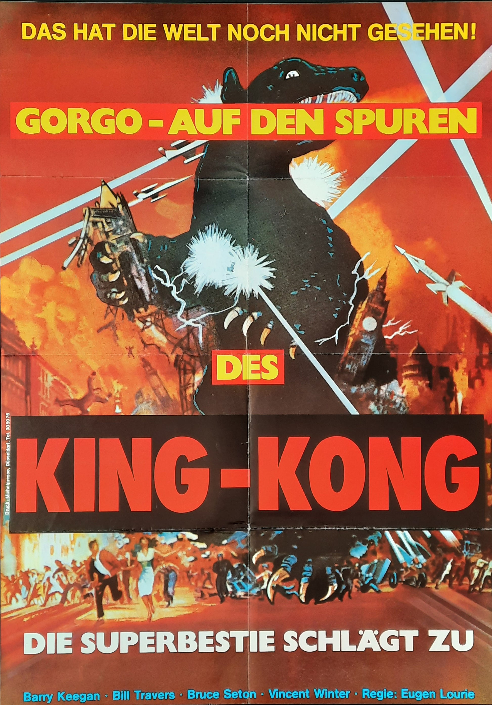 GORGO vs. KING KONG Original Movie Poster 1970 German 1-Sheet
