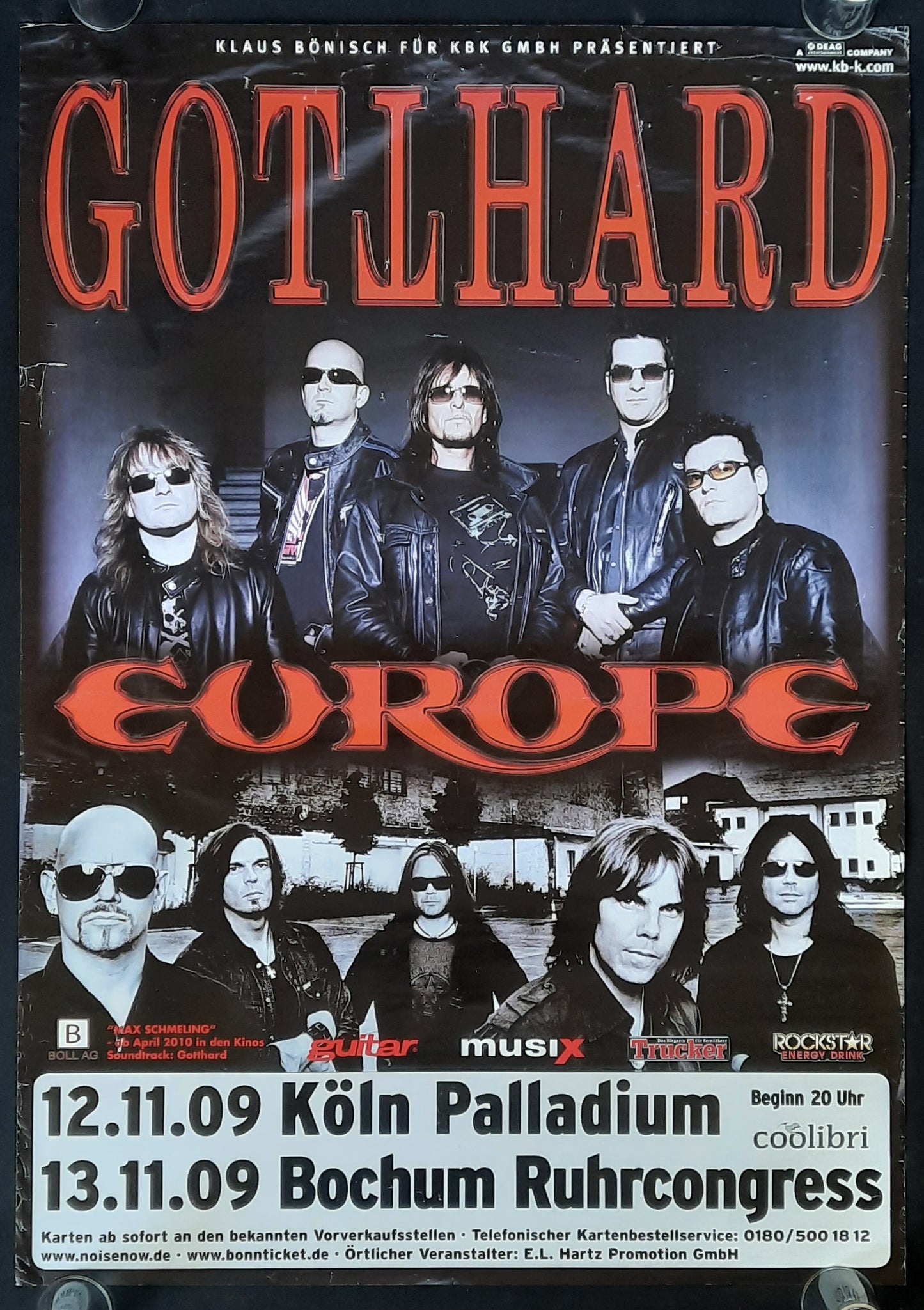 GOTTHARD EUROPE Original Concert Poster 2009 Germany