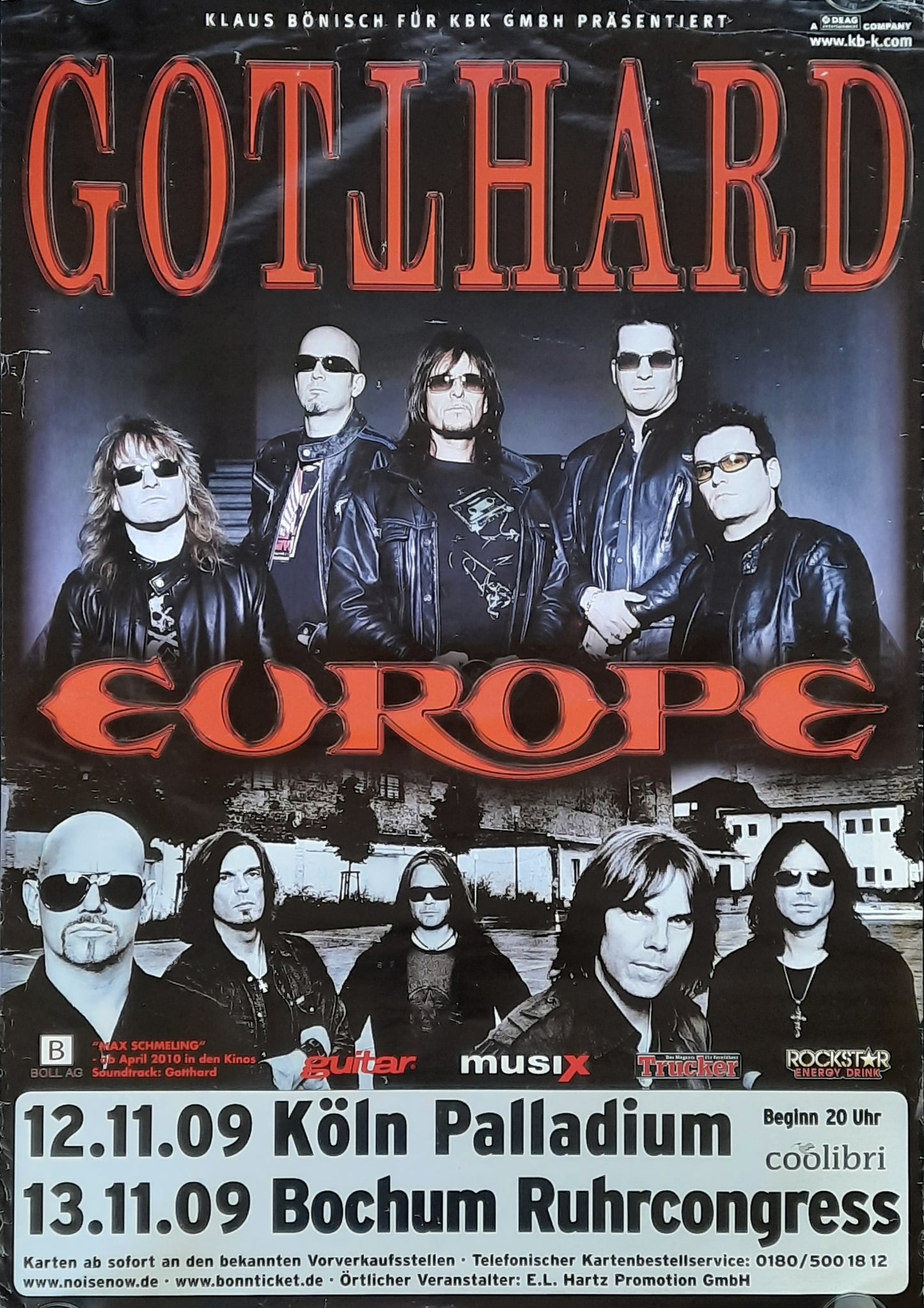 GOTTHARD EUROPE Original Concert Poster 2009 Germany