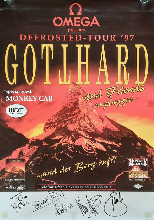 GOTTHARD Original Concert Tour Poster 1997 signed by band