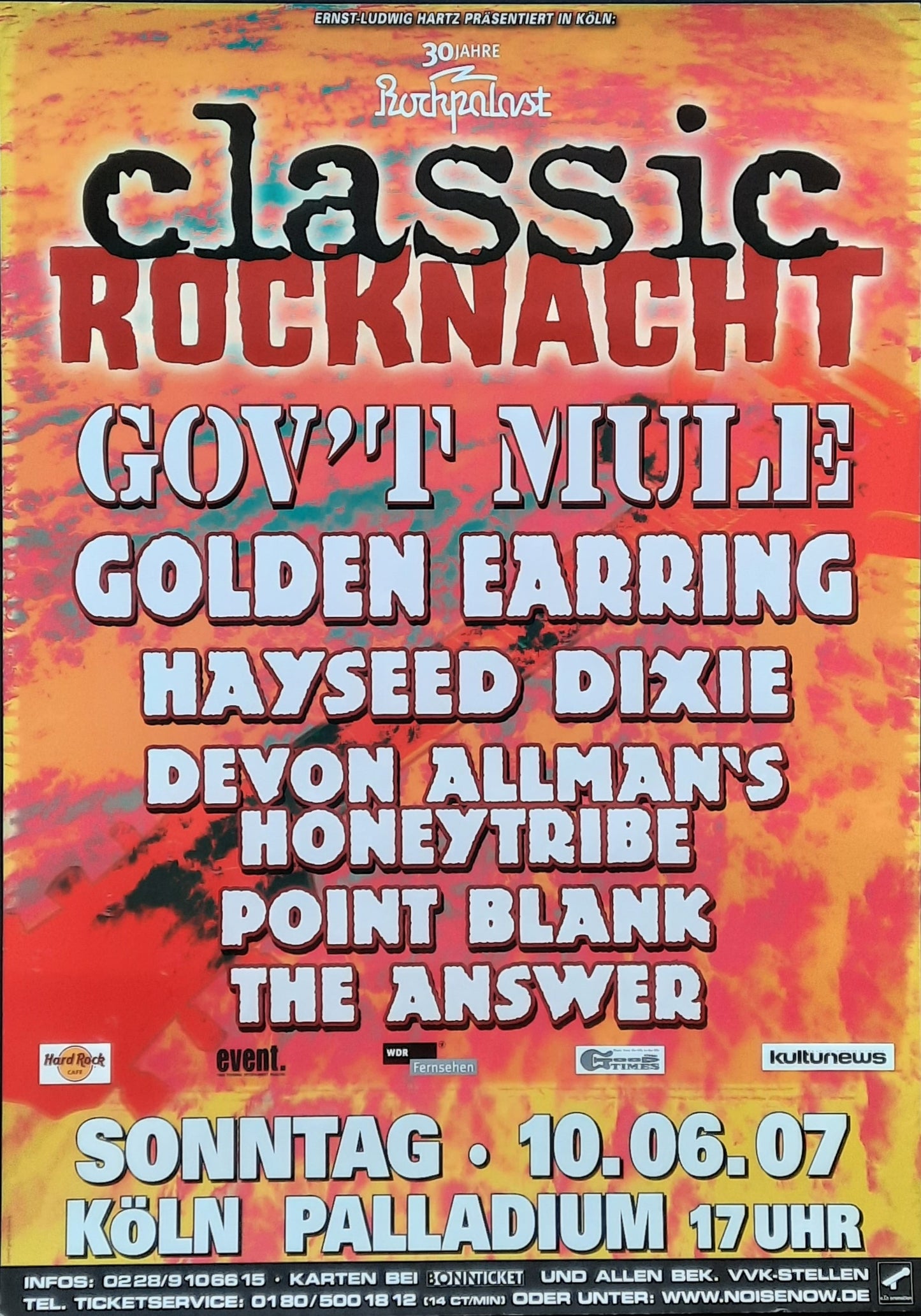 GOV'T MULE - GOLDEN EARRING Original Concert Poster 2007