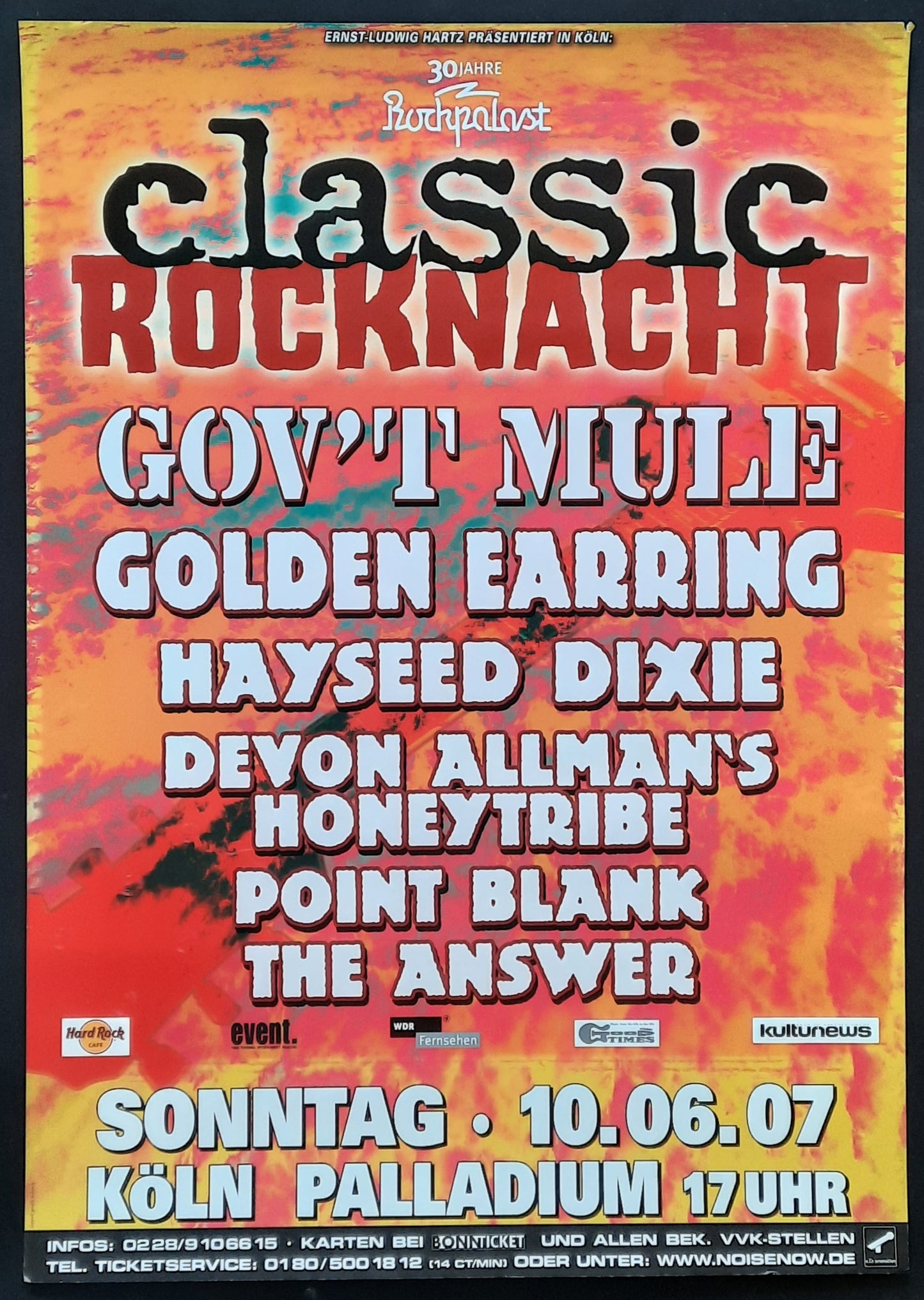 GOV'T MULE - GOLDEN EARRING Original Concert Poster 2007 1