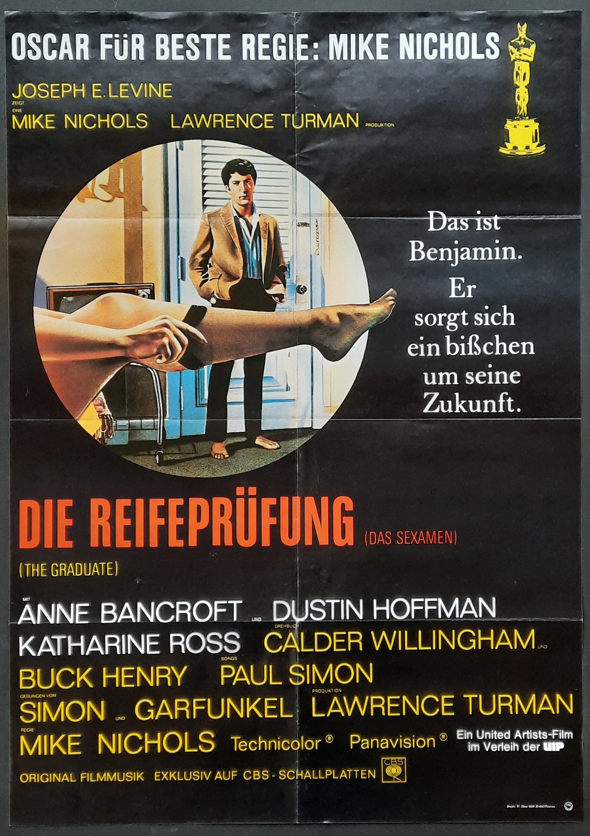 GRADUATE Original Movie Poster R-1980 (1968) Hoffman Bancroft Germany