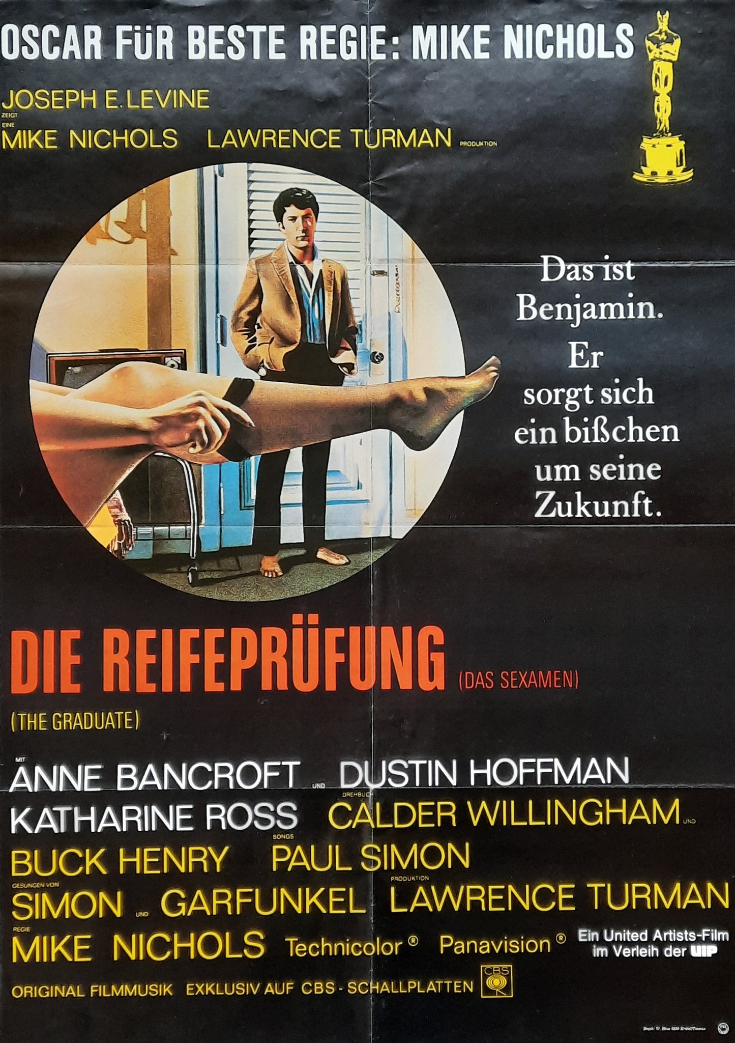 GRADUATE Original Movie Poster R-1980 (1968) Hoffman Bancroft Germany