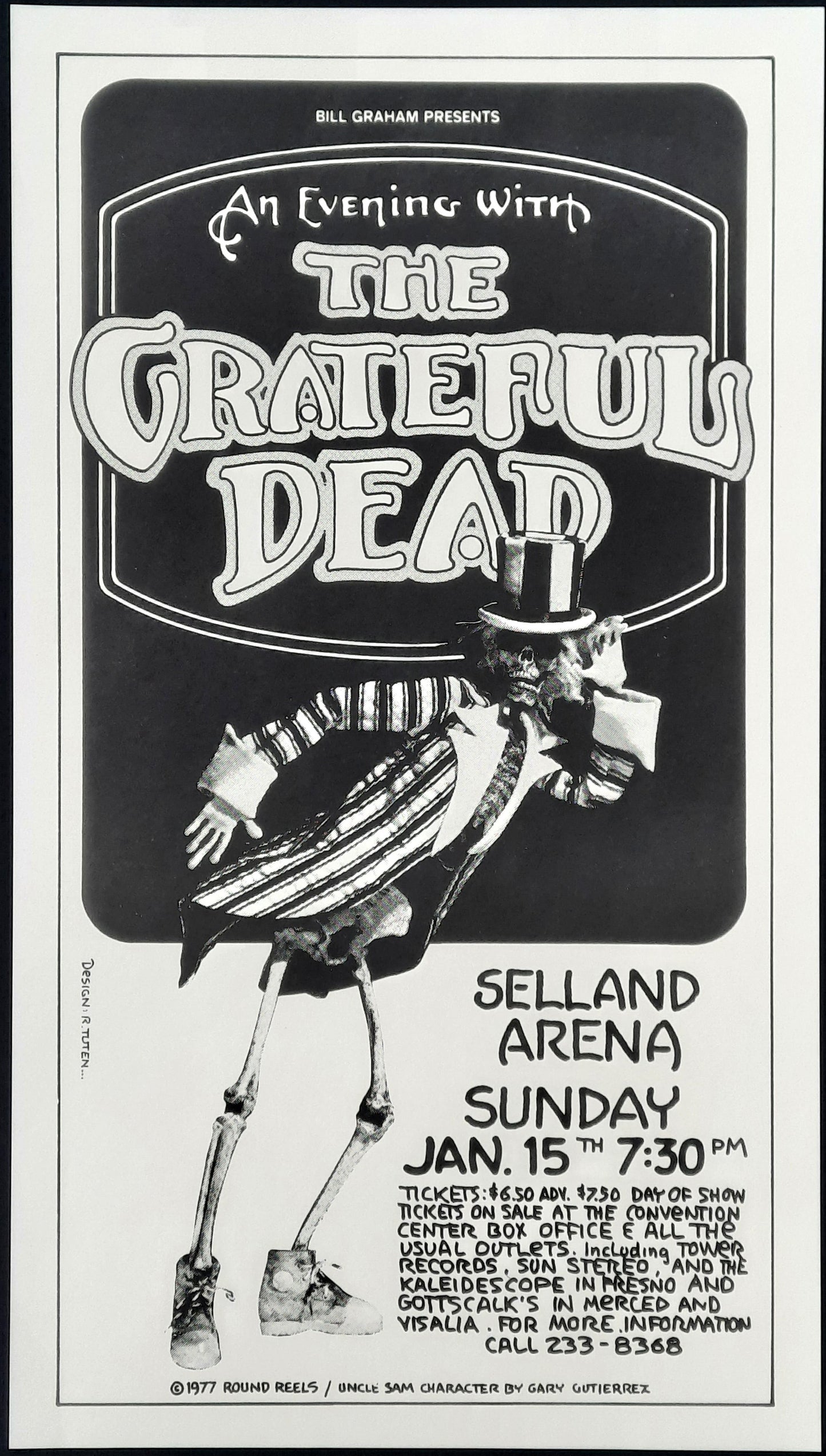 GRATEFUL DEAD Original Concert Poster 1977 Selland Arena by Randy Tuten