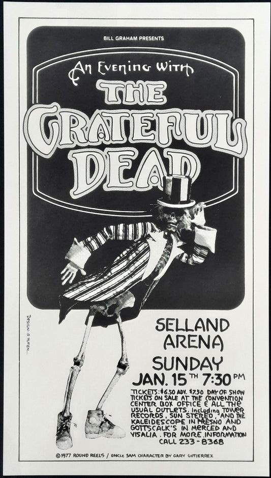 GRATEFUL DEAD Original Concert Poster 1977 Selland Arena by Randy Tuten
