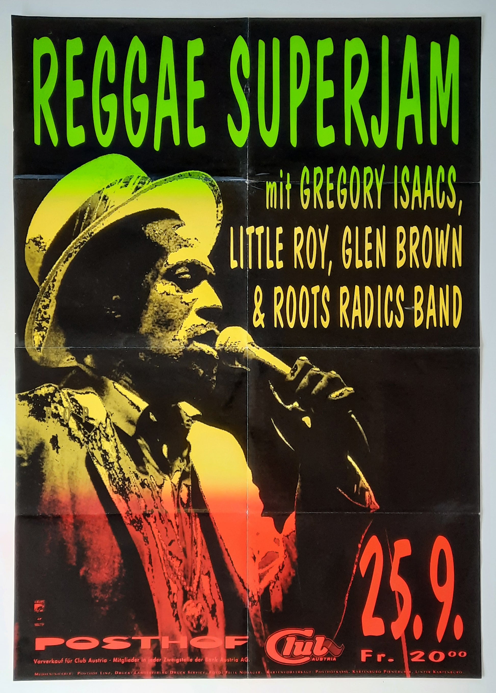 GREGORY ISAACS Original Concert Poster Sep 25, 1990 Linz Austria