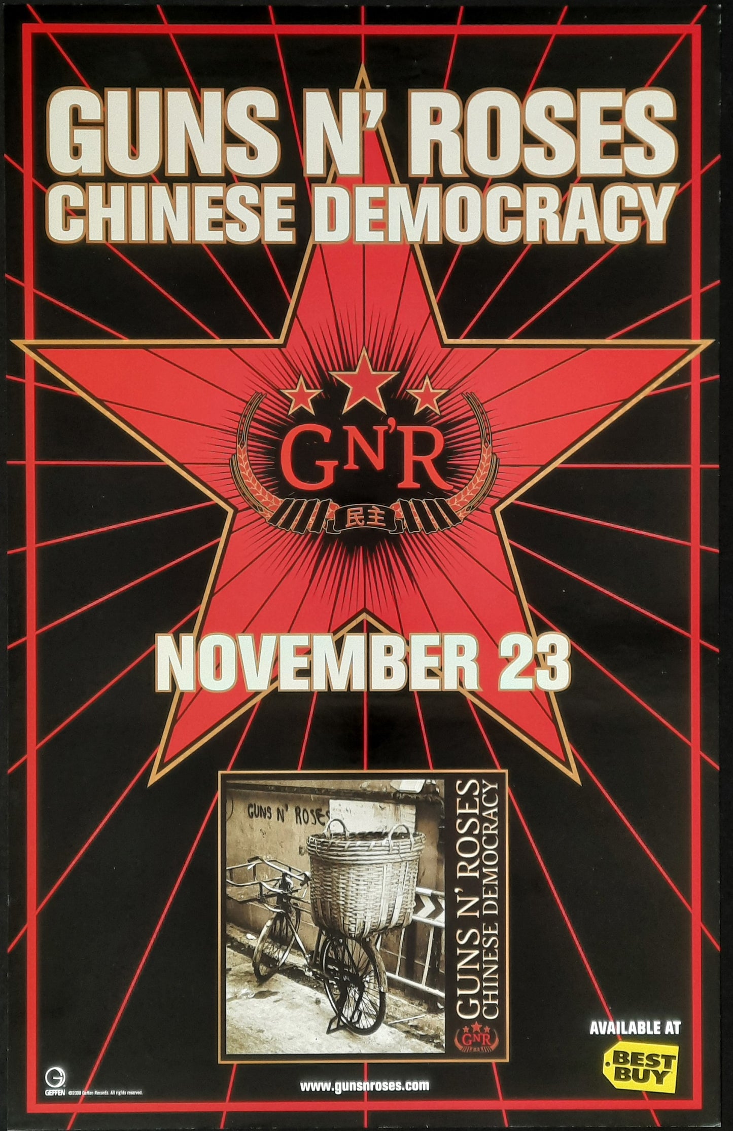 GUNS 'N' ROSES 2008 Original Promotion Poster - Album CHINESE DEMOCRACY