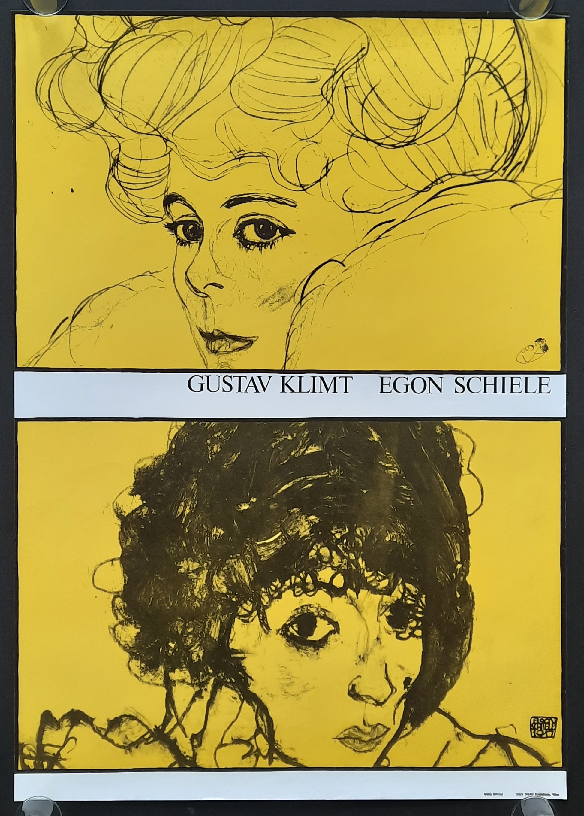 GUSTAV KLIMT - EGON SCHIELE Original Exhibition Poster 1968 Albertina Vienna Austria 1