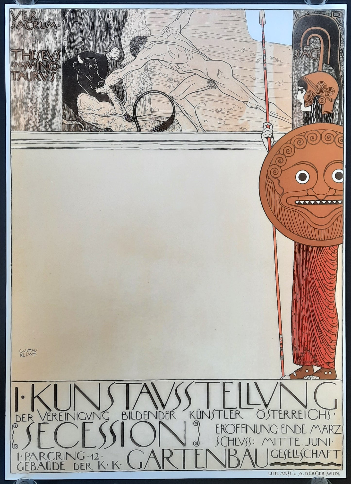GUSTAV KLIMT 1898 Exhibition Poster - Secession Vienna Austria RP