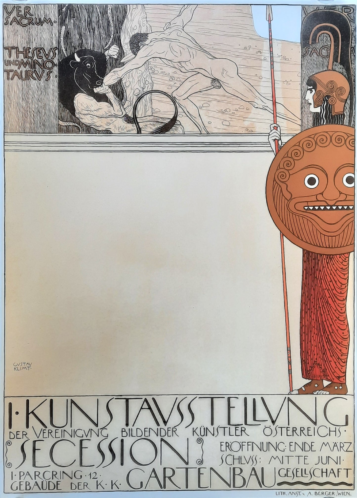 GUSTAV KLIMT 1898 Exhibition Poster - Secession Vienna Austria RP