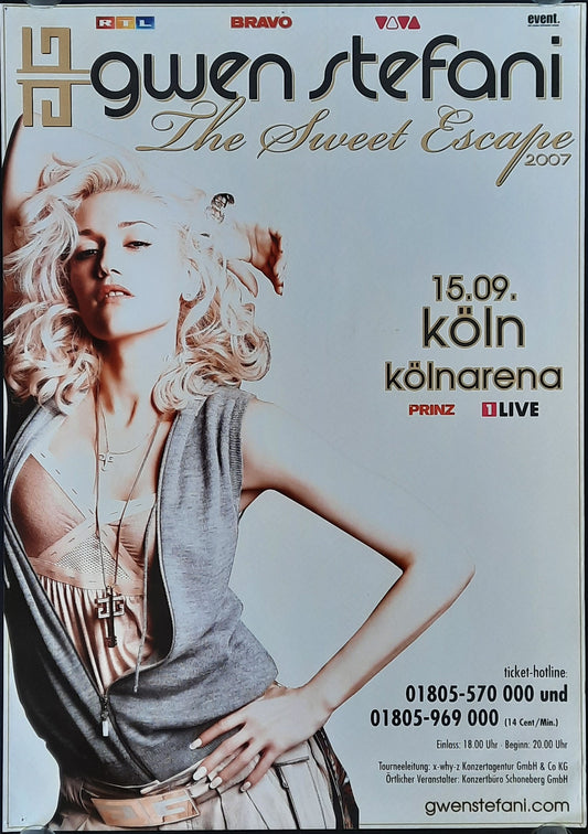 GWEN STEFANI Original Concert Poster September 15, 2007 Cologne Germany