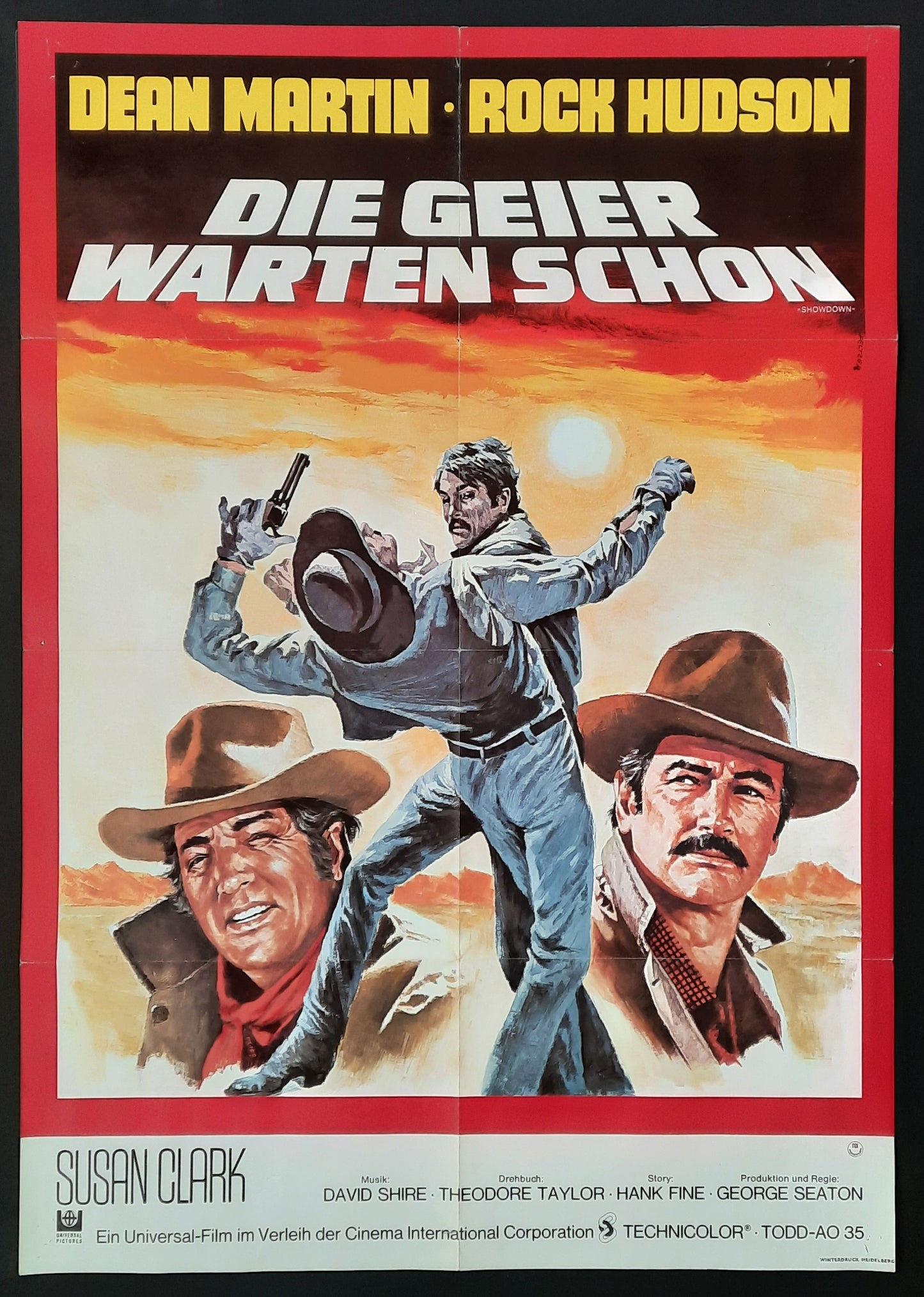 SHOWDOWN 1973 Dean Martin Rock Hudson German 1-Sheet Movie Poster