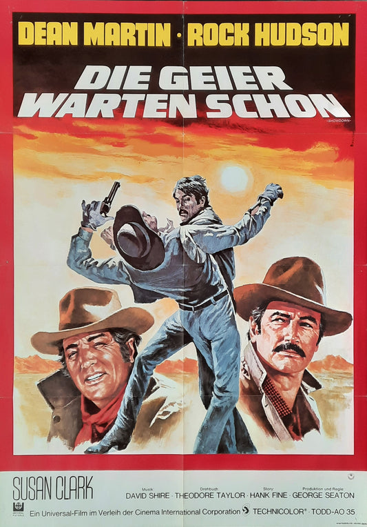 SHOWDOWN 1973 Dean Martin Rock Hudson German 1-Sheet Movie Poster