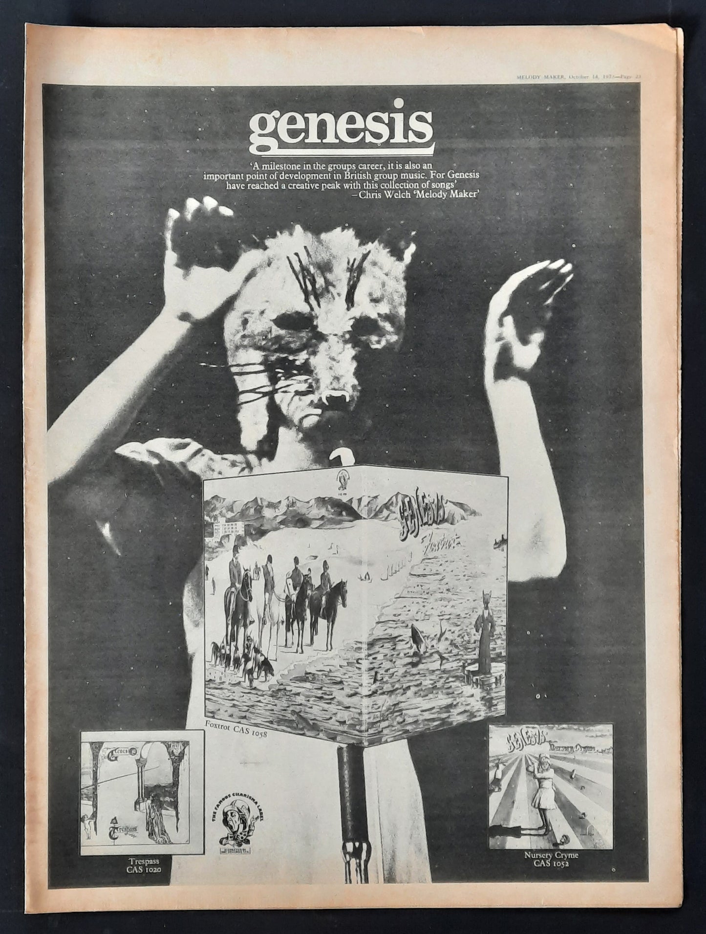 GENESIS 1972 Poster/Press Ad Album "Foxtrott, Trespass, Nursery Cryme"