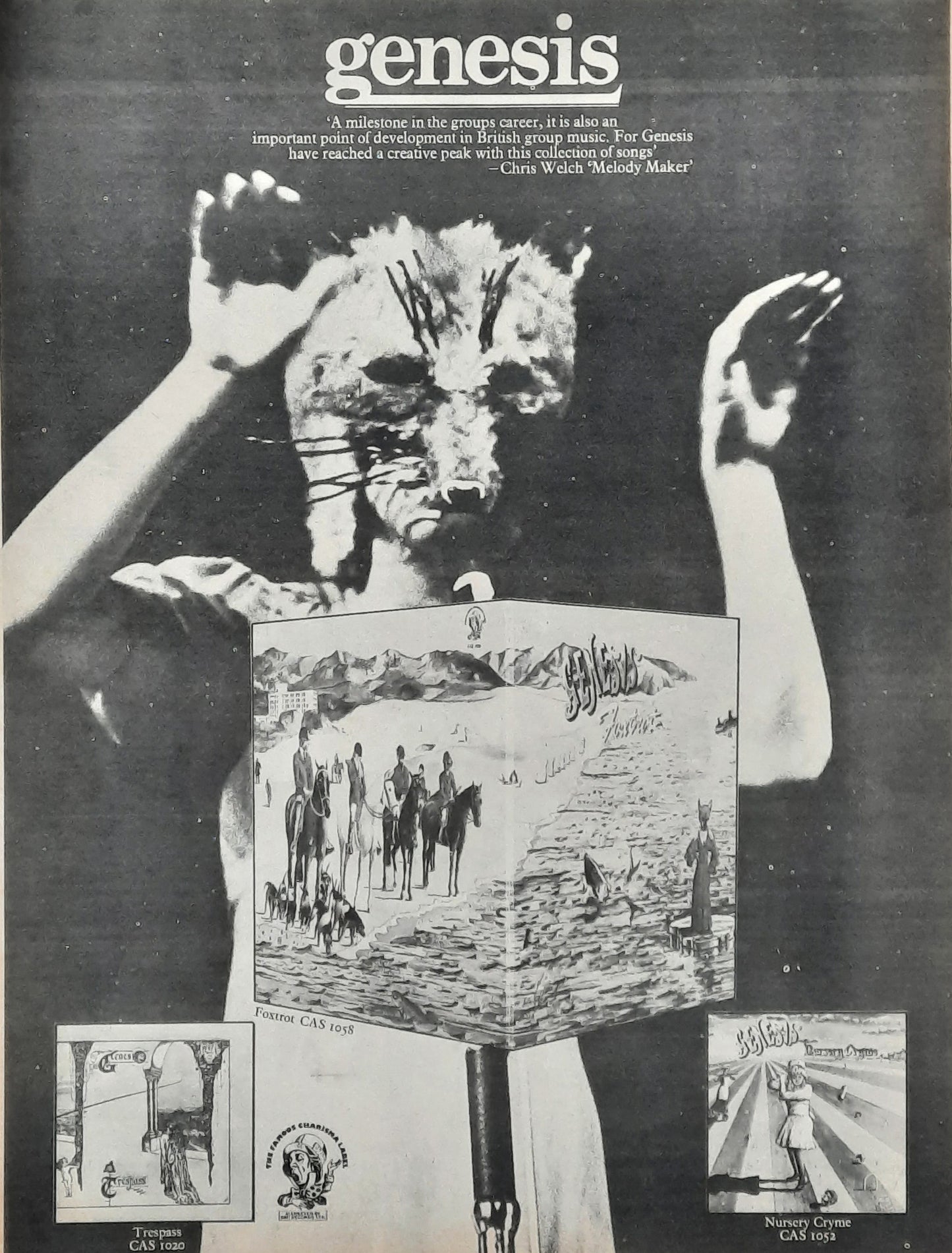 GENESIS 1972 Poster/Press Ad Album "Foxtrott, Trespass, Nursery Cryme"