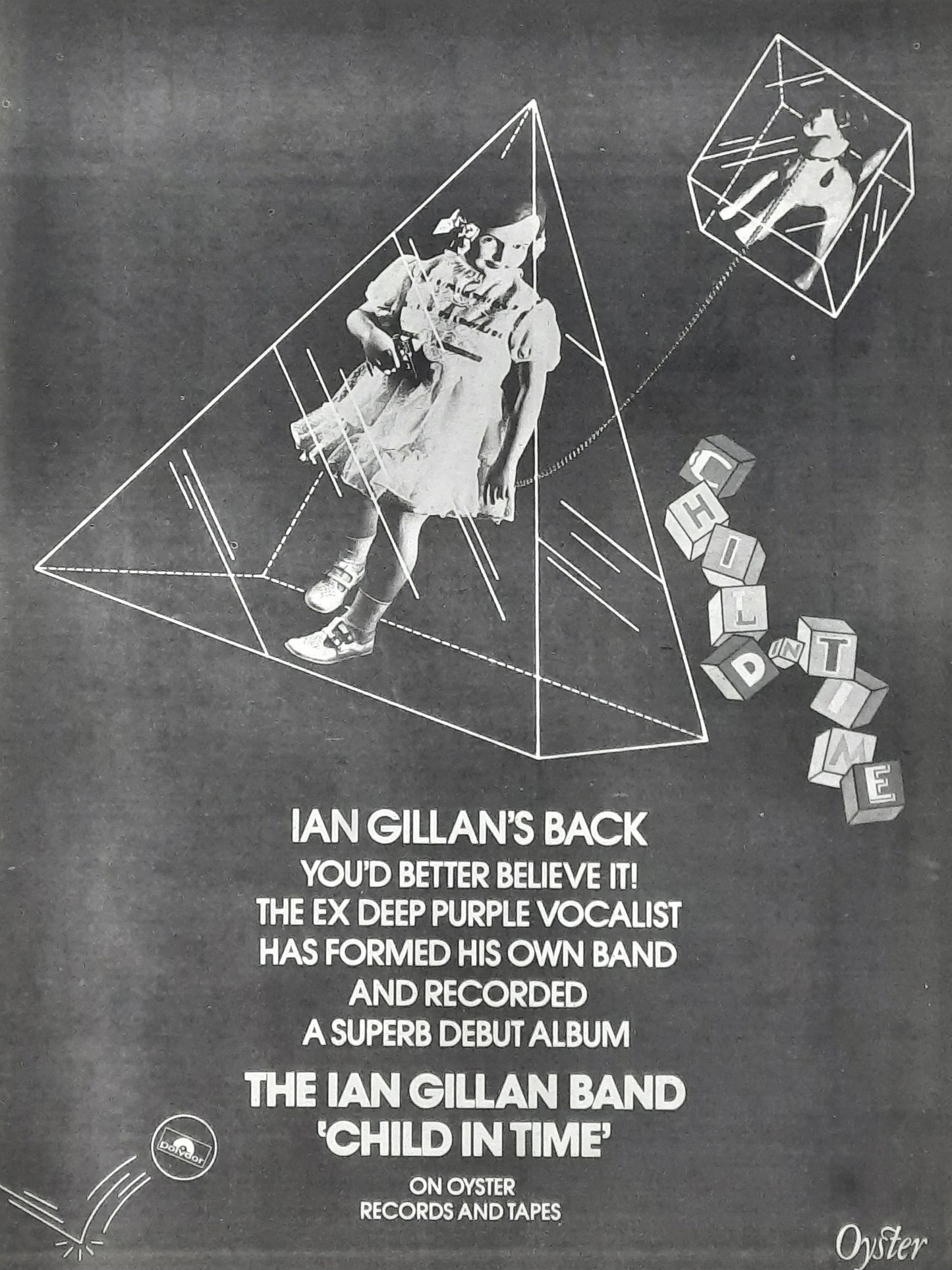 IAN GILLAN 1976 Deep Purple Poster/Press Ad Album "Child In Time"