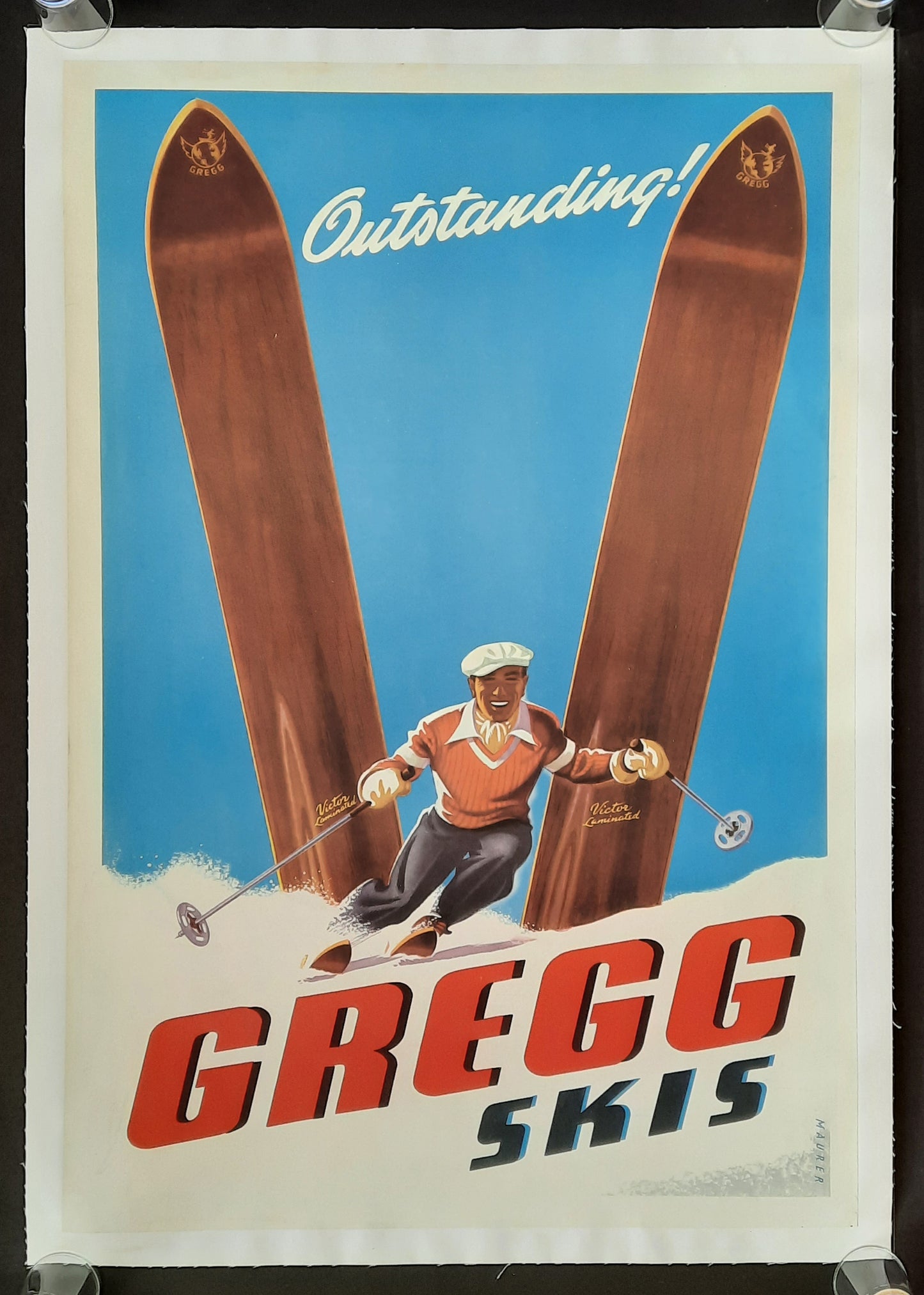 GREGG SKI 1950 Advertising Poster 1st Print by Maurer 21 x 31 inch