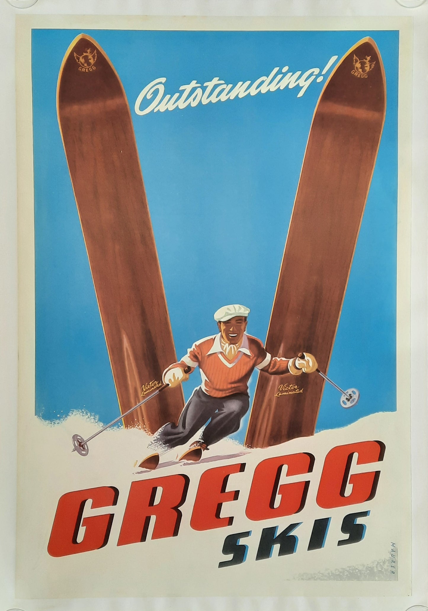 GREGG SKI 1950 Advertising Poster 1st Print by Maurer 21 x 31 inch