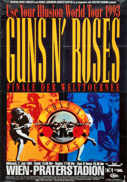 GUNS N' ROSES 1993 Concert Poster Jun 2nd Vienna Austria 1st print