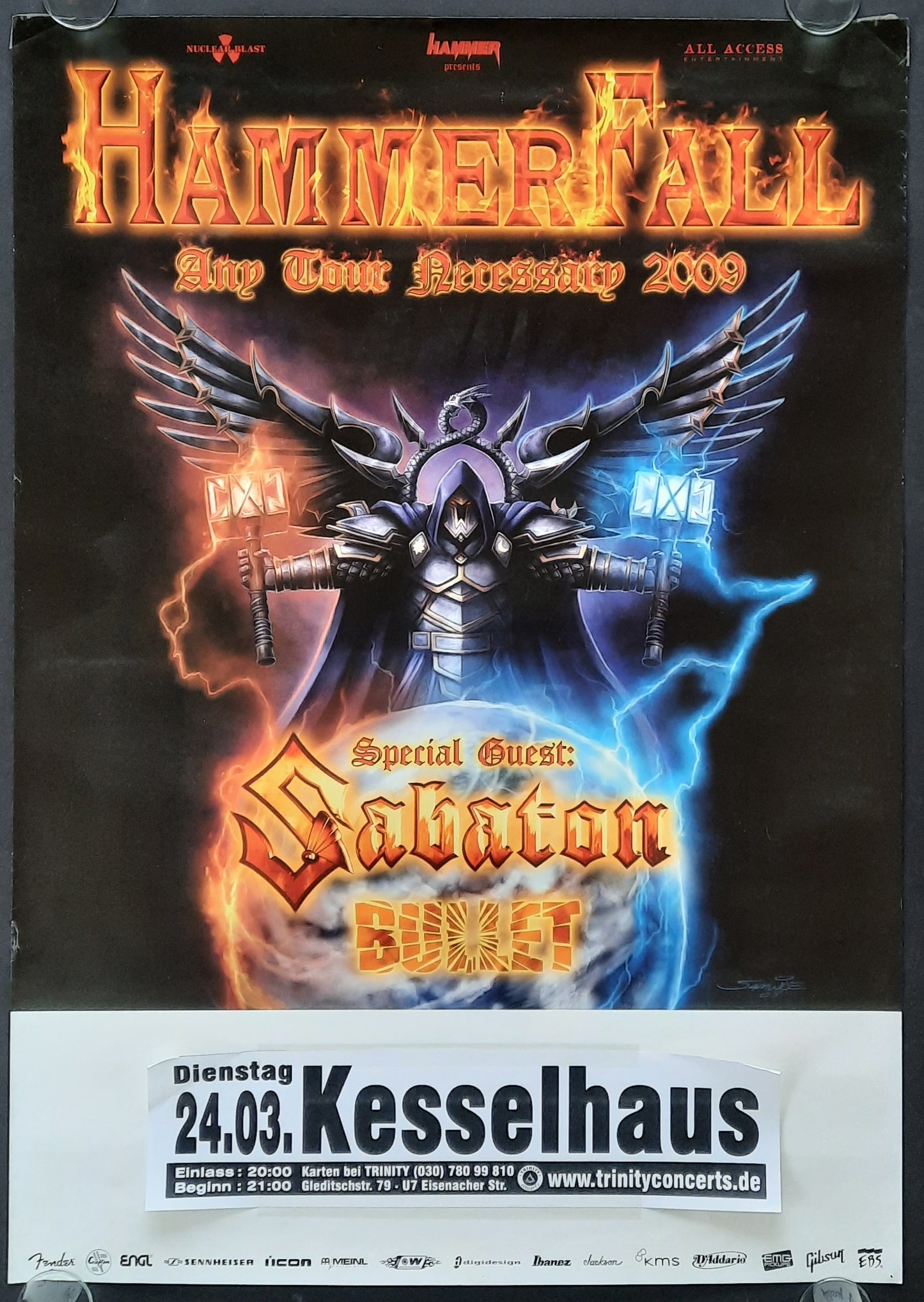 HAMMERFALL Original Concert Poster March 24, 2009 Berlin Germany