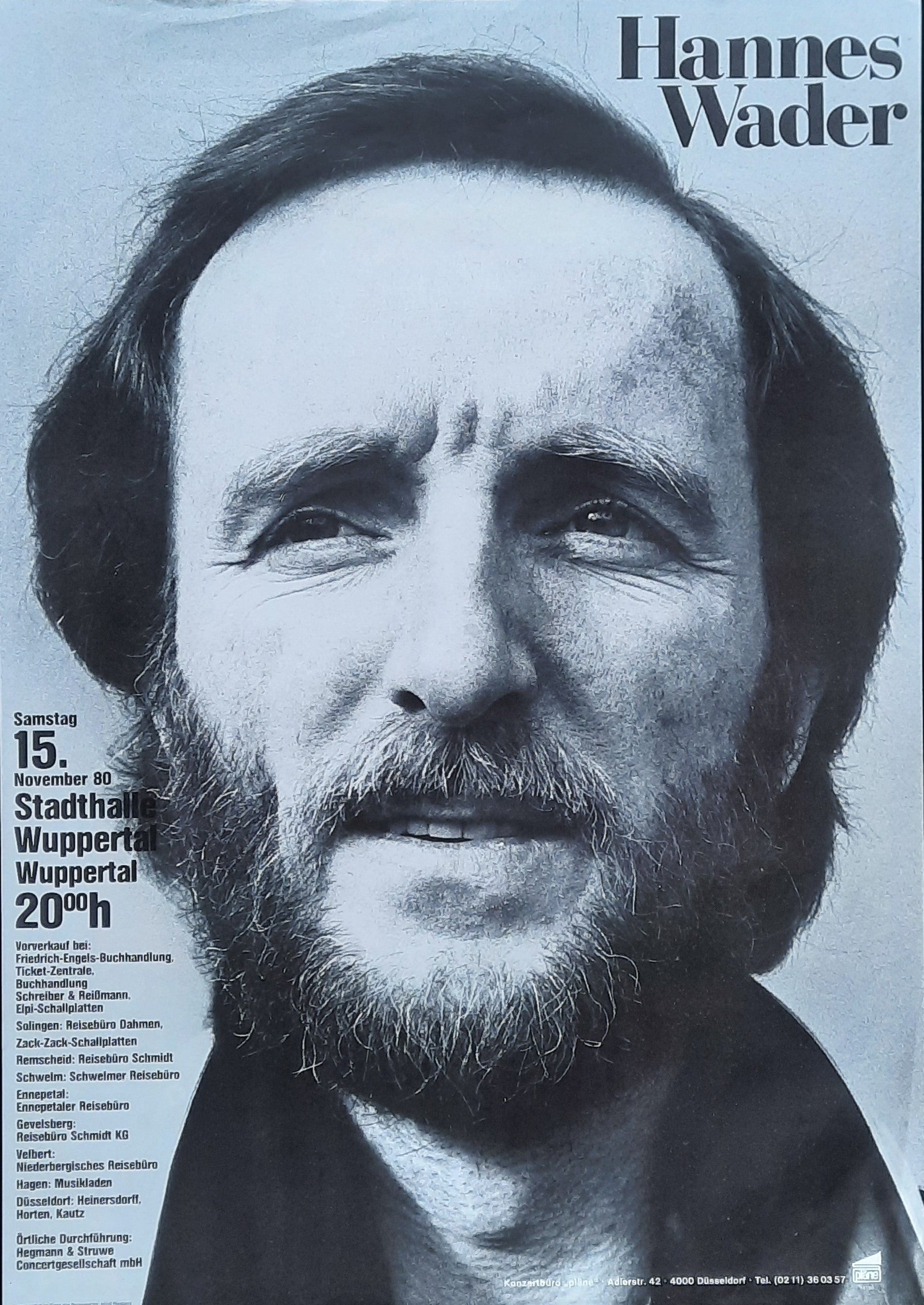 HANNES WADER Original Concert Poster November 15, 1980 Wuppertal Germany 1