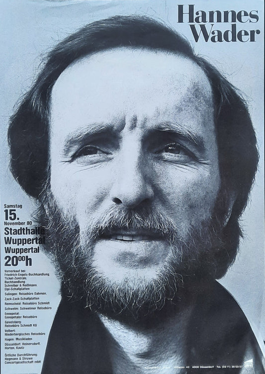 HANNES WADER Original Concert Poster November 15, 1980 Wuppertal Germany 1