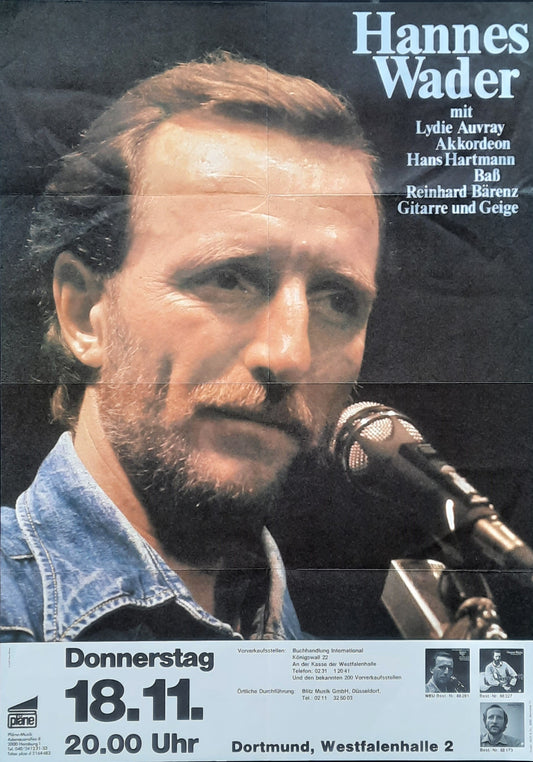 HANNES WADER Original Concert Poster November 18, 1982 Dortmund Germany 1