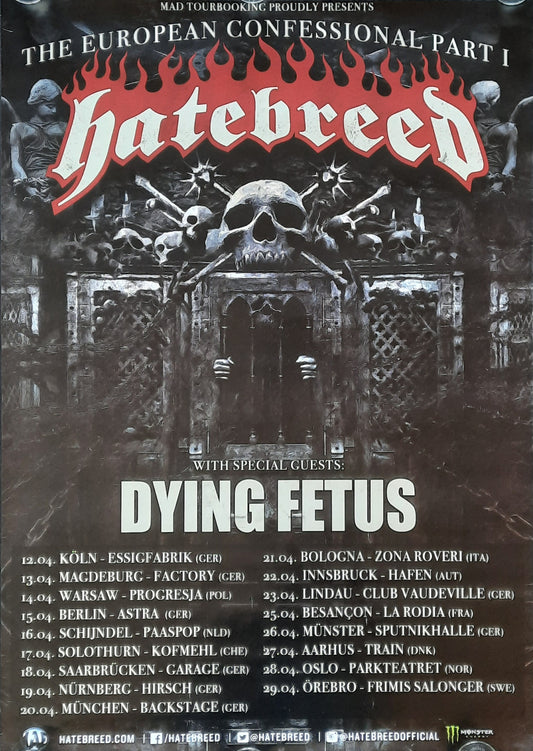 HATEBREED Original Concert Poster 2016 Europe