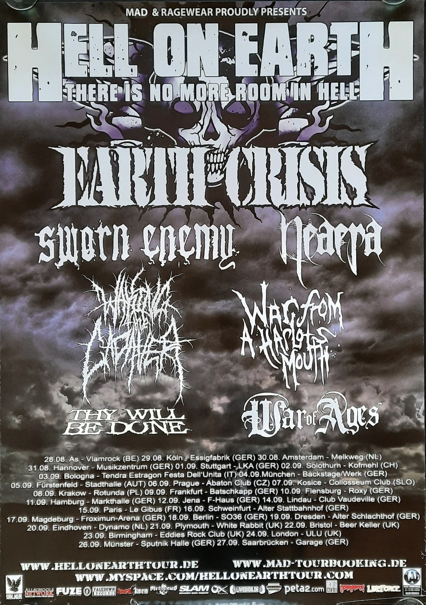 HELL ON EARTH Original Concert Poster 2009 European Tour