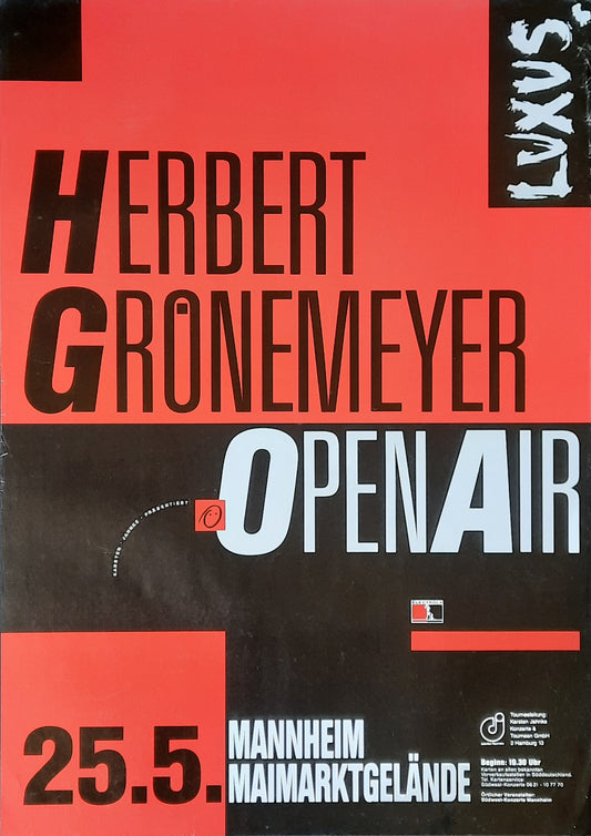 HERBERT GRÖNEMEYER Original Concert Poster May 25, 1991 Mannheim Germany 1