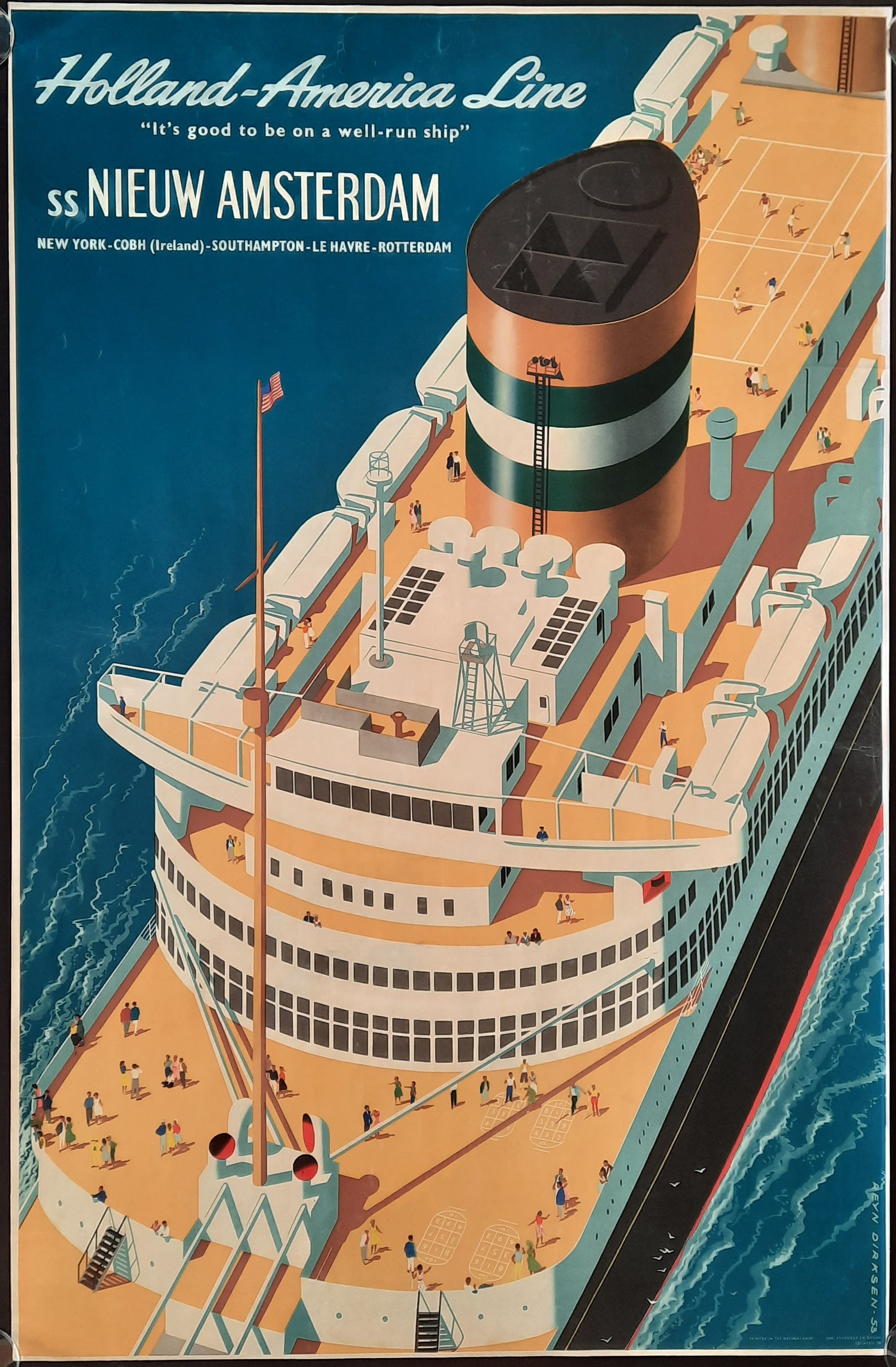 HOLLAND AMERICA LINE Original Travel Poster 1953 by Reyn Dirksen