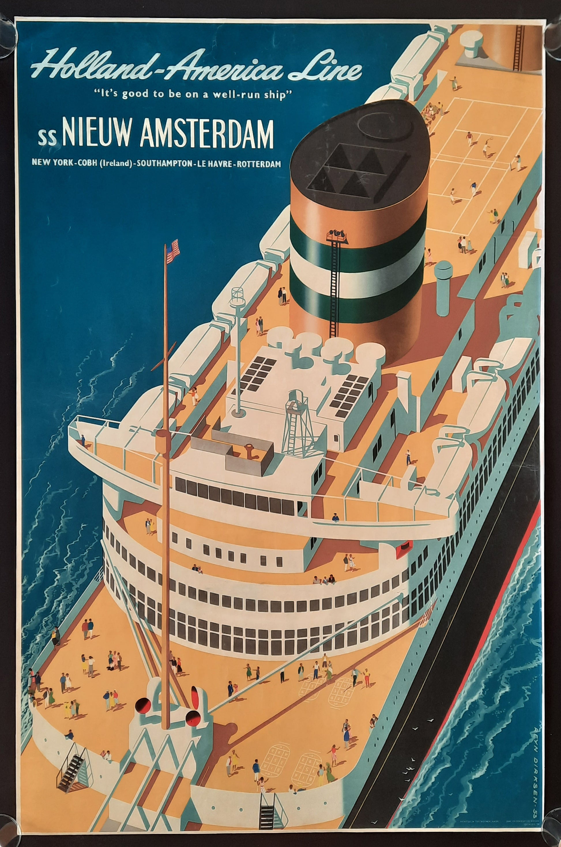 HOLLAND AMERICA LINE Original Travel Poster 1953 by Reyn Dirksen 1