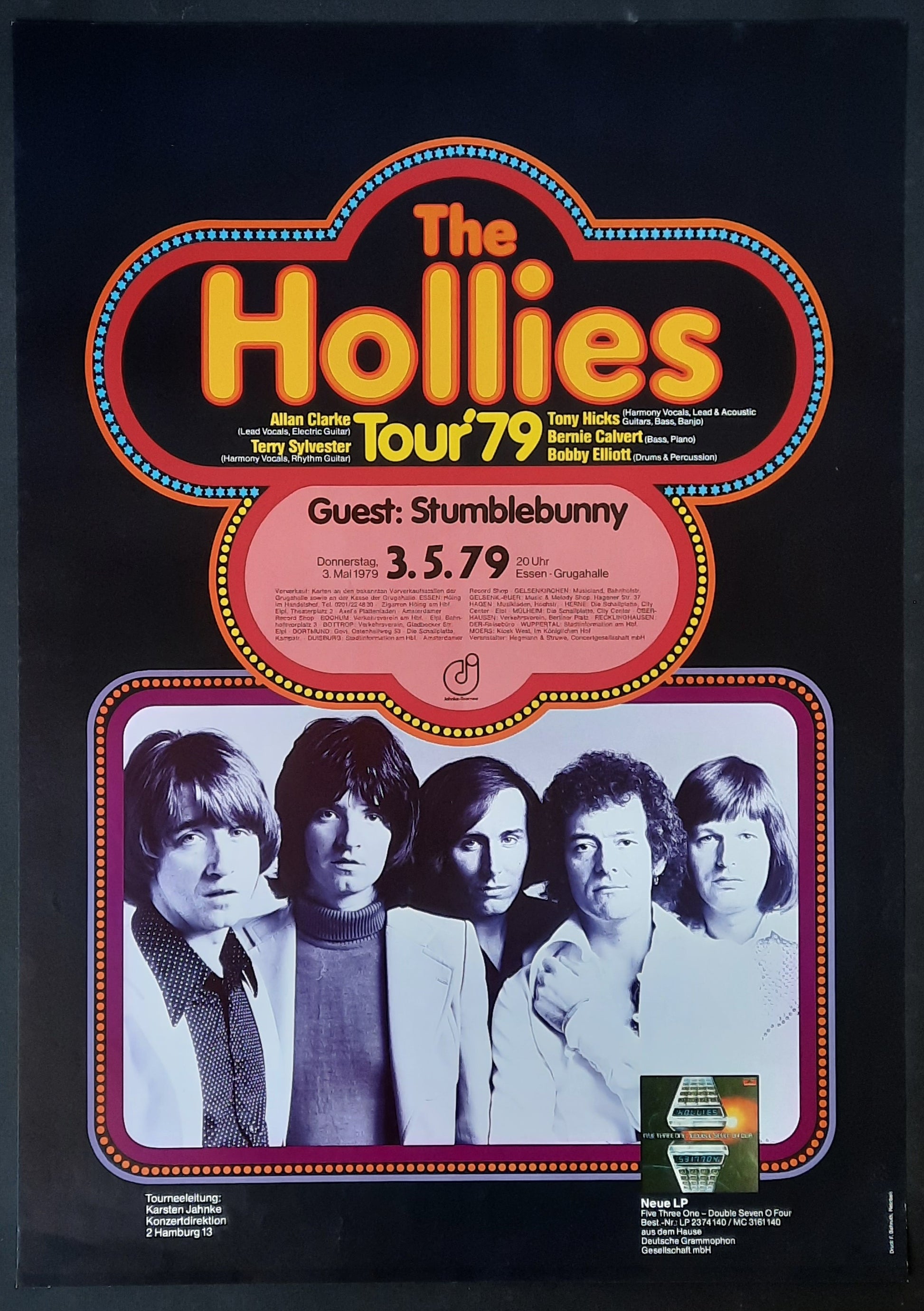 HOLLIES Original Concert Poster May 3, 1979 Essen Germany ROLLED