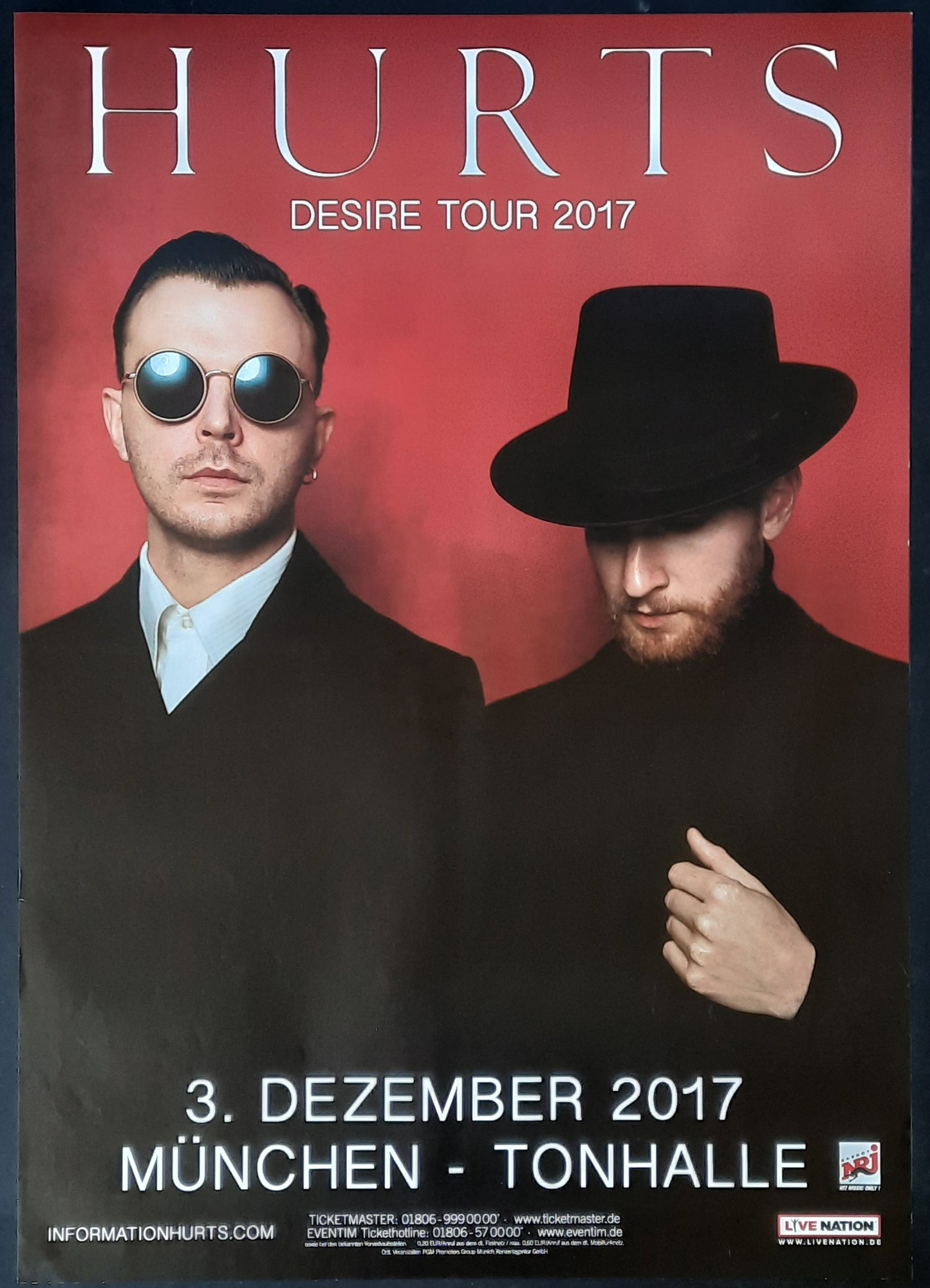 HURTS Original Concert Poster December 3, 2017 Munich Germany