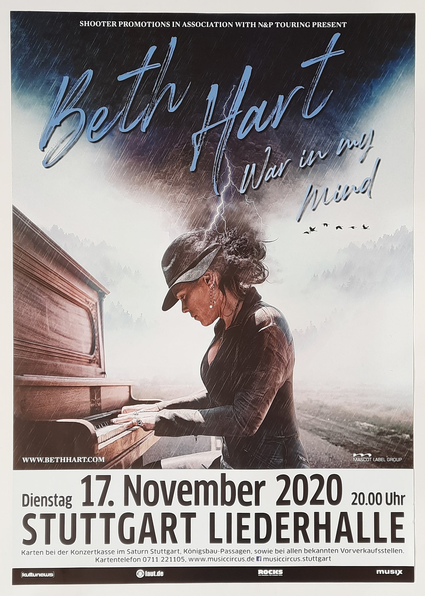 BETH HART 2020 Concert Poster Nov 17th Stuttgart Germany 1st Print CANCELLED SHOW