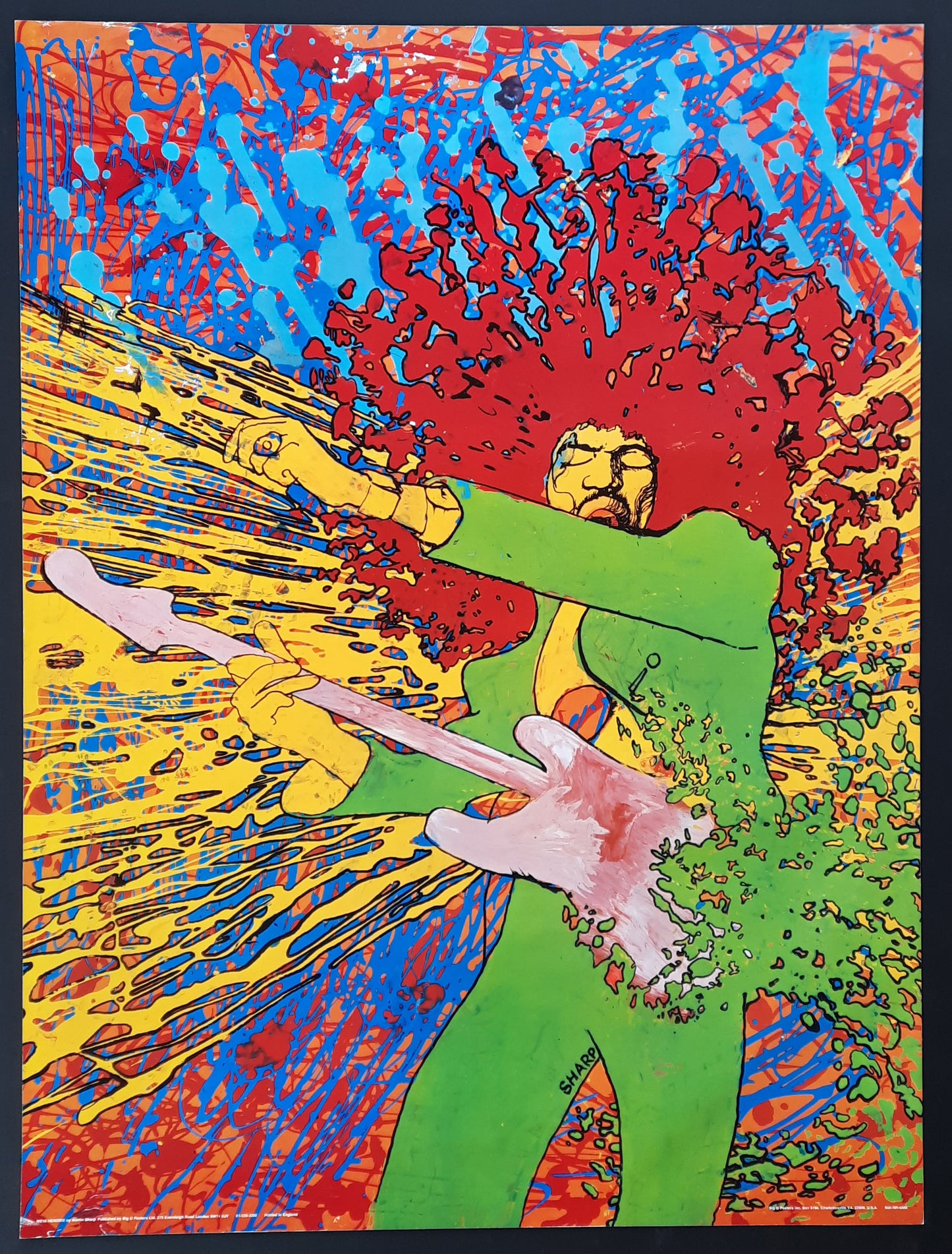 JIMI HENDRIX 1970 Promotion Poster "Explosion" by Martin Sharp 2nd print