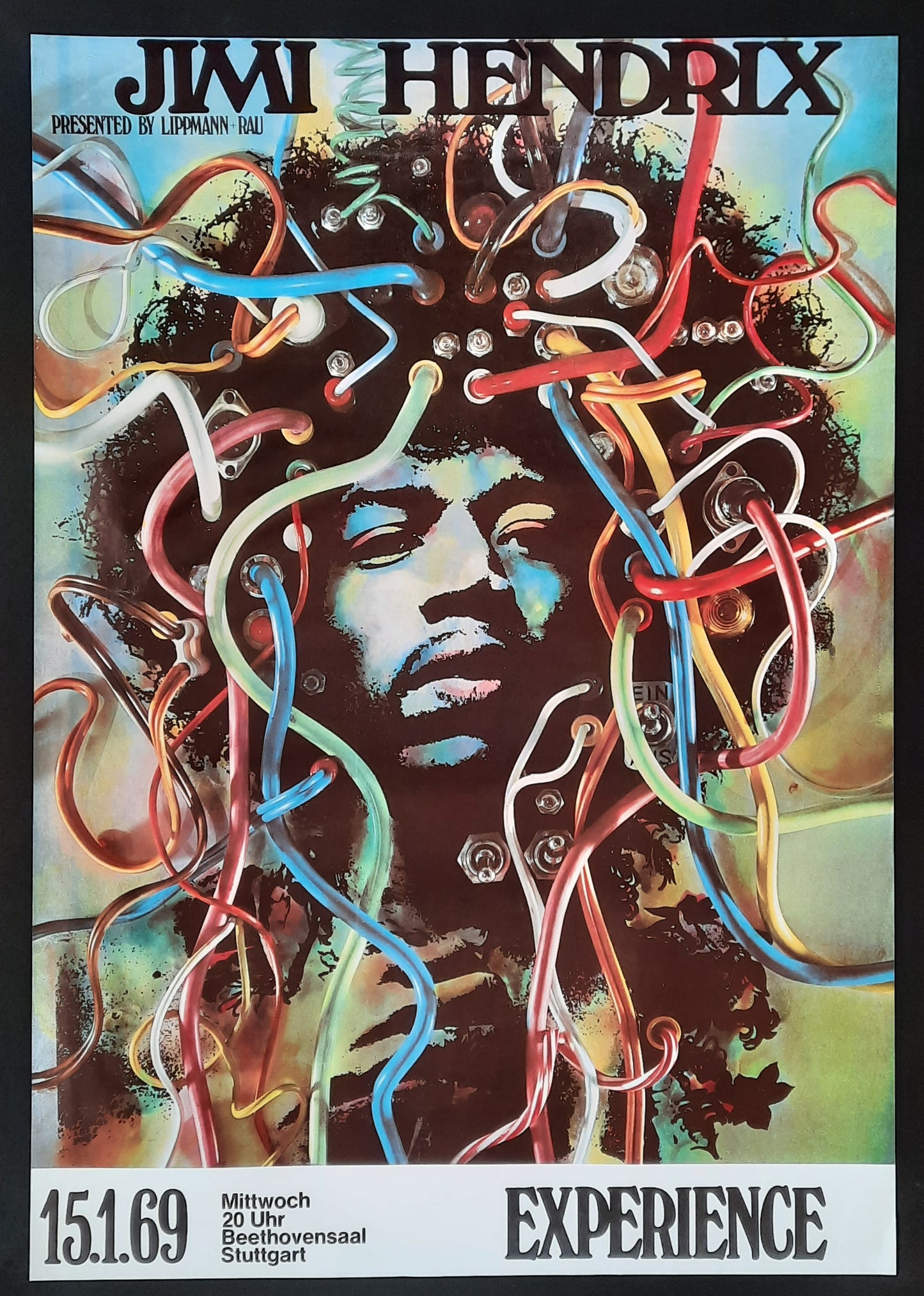 JIMI HENDRIX 1969 Promo Poster Kieser 15.1. Stuttgart Pirate Print