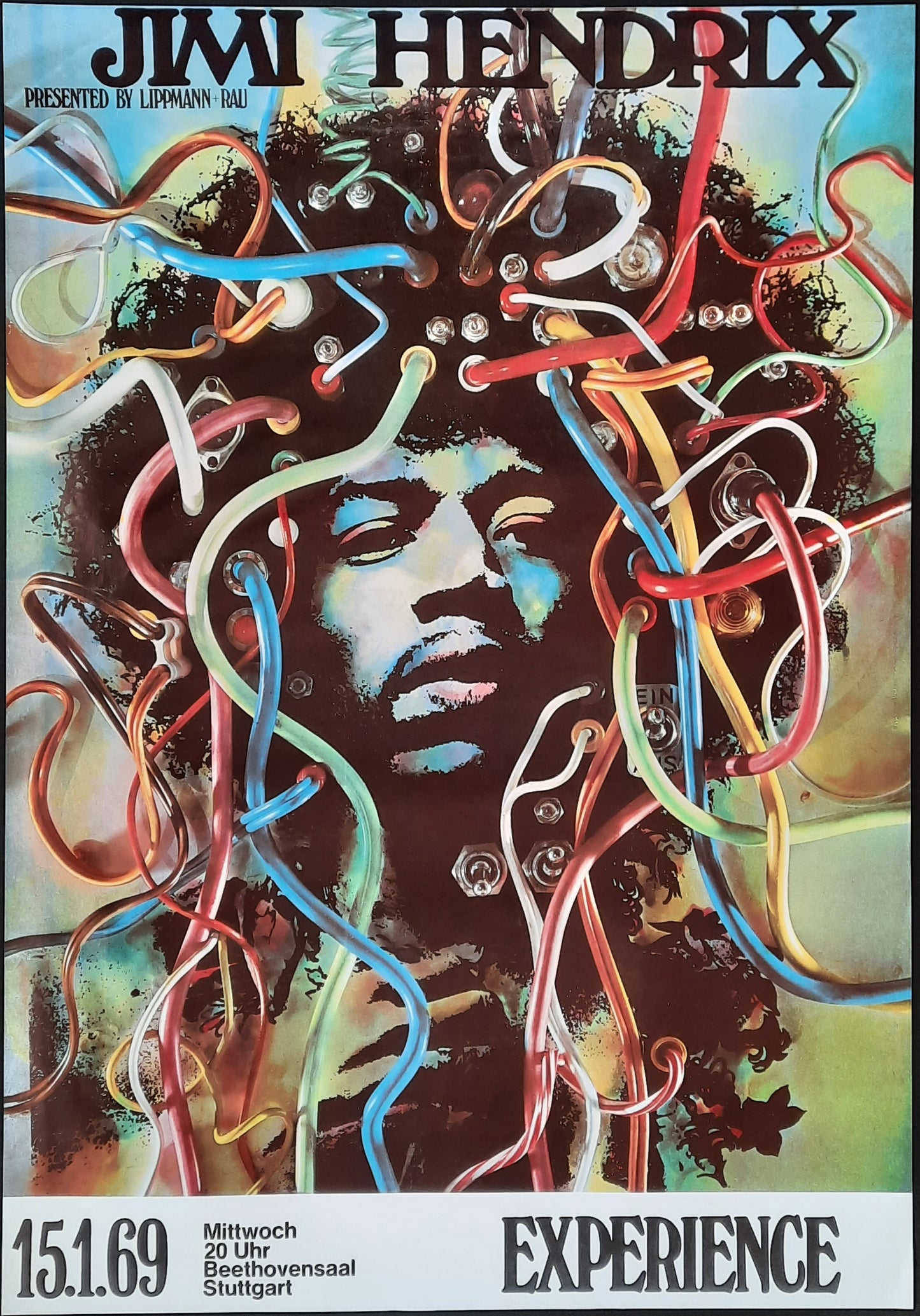 JIMI HENDRIX 1969 Promo Poster Kieser 15.1. Stuttgart Pirate Print