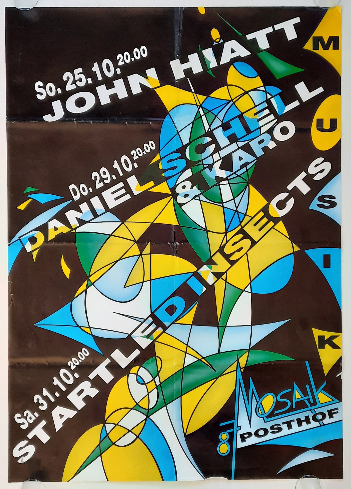 JOHN HIATT & others 1990 Concert Poster Oct 25th Linz Austria 1st print