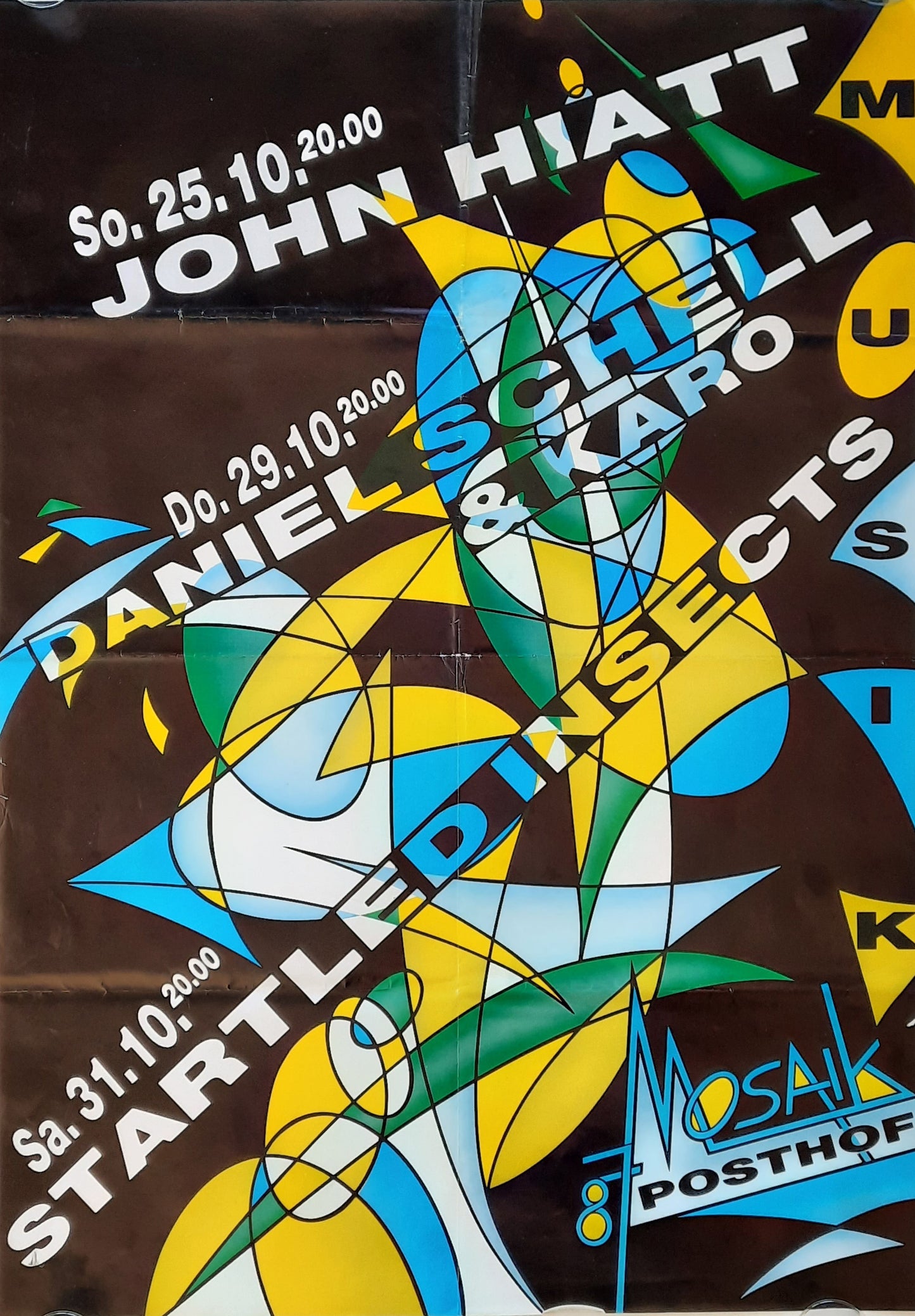 JOHN HIATT & others 1990 Concert Poster Oct 25th Linz Austria 1st print