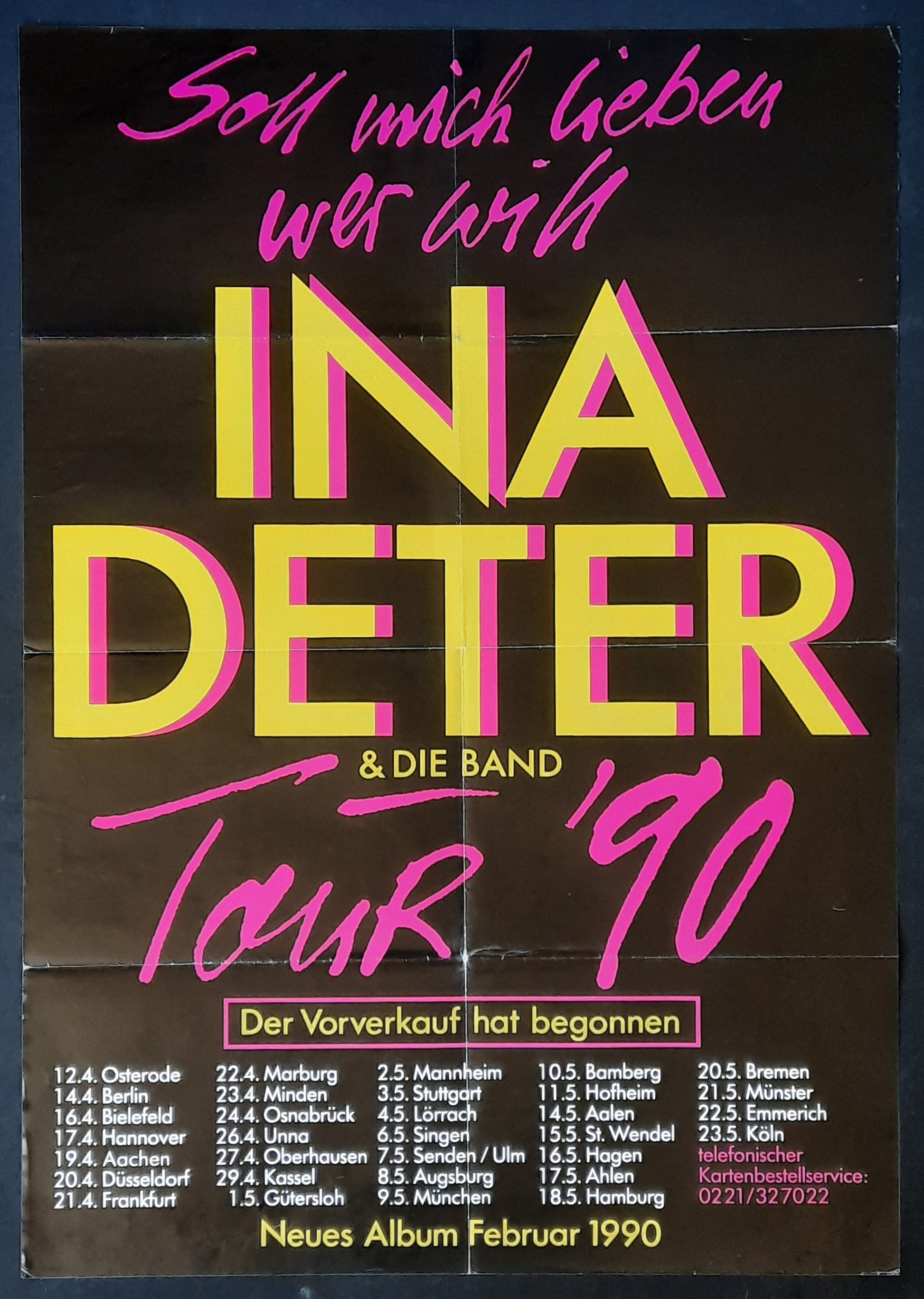 INA DETER Original Concert Poster 1990 Tour Germany