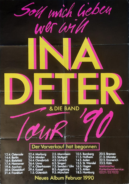 INA DETER Original Concert Poster 1990 Tour Germany