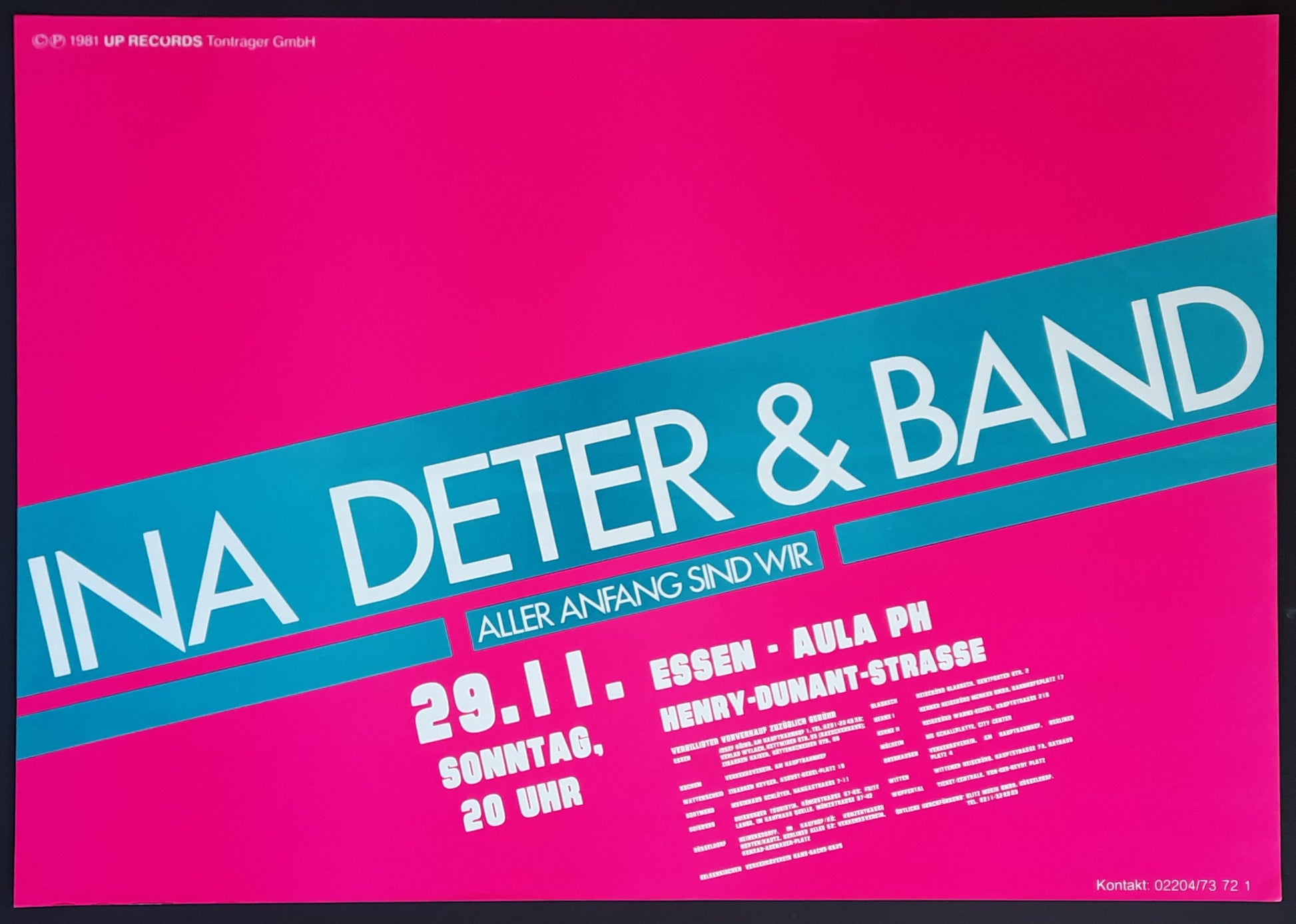 INA DETER Original Concert Poster November 29, 1981 Essen Germany