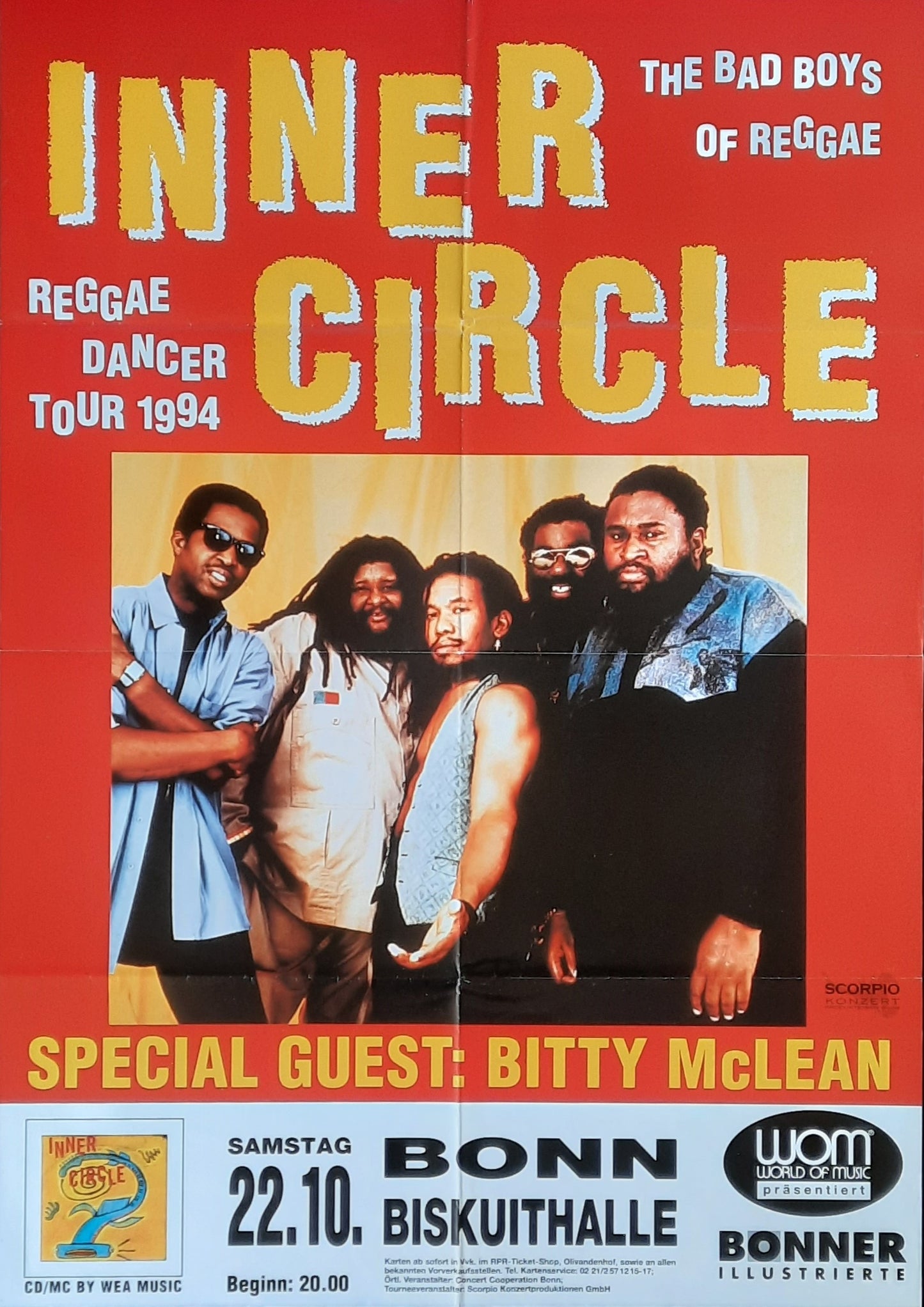 INNER CIRCLE Original Concert Poster October 22, 1994 Bonn Germany