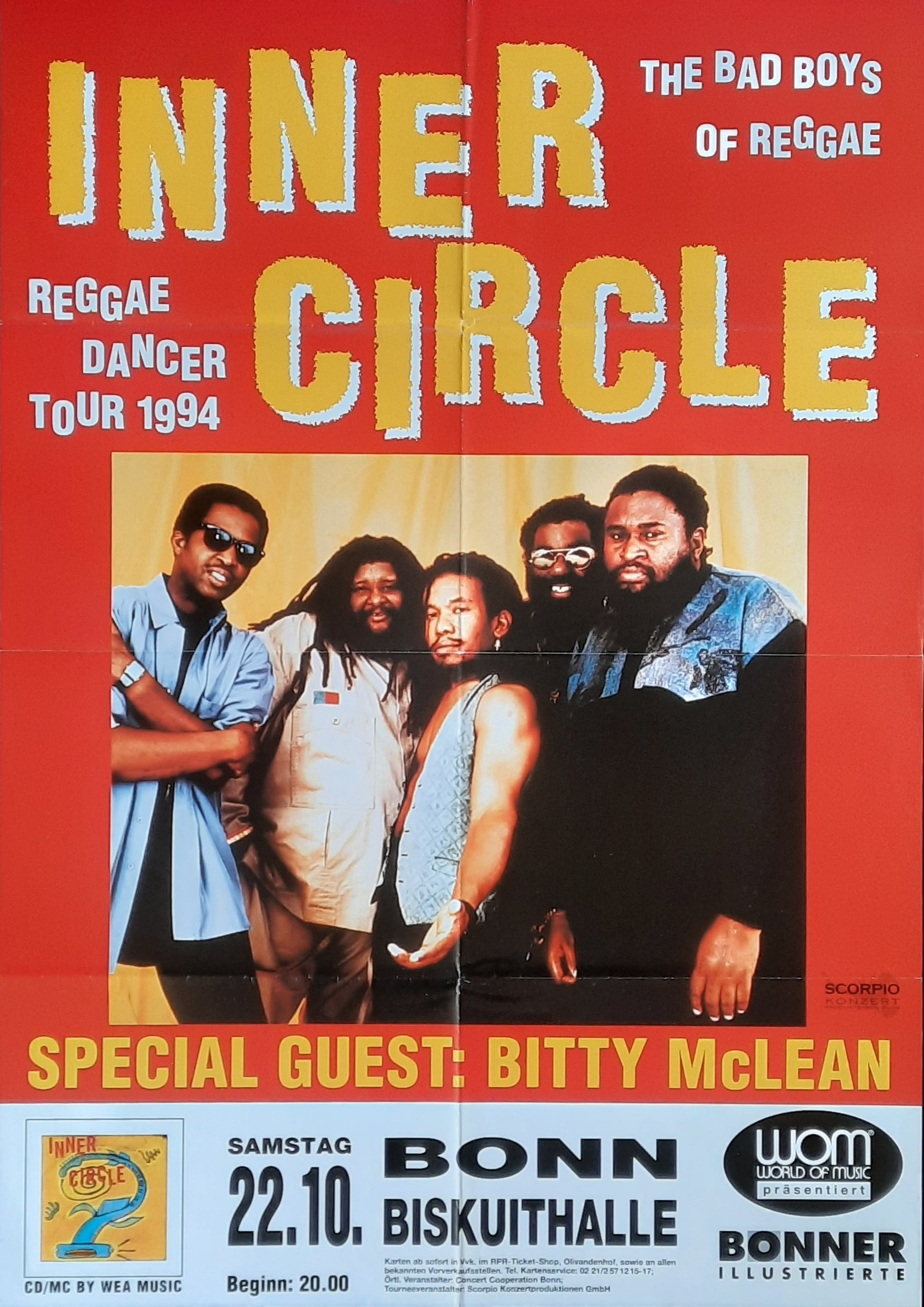 INNER CIRCLE Original Concert Poster October 22, 1994 Bonn Germany