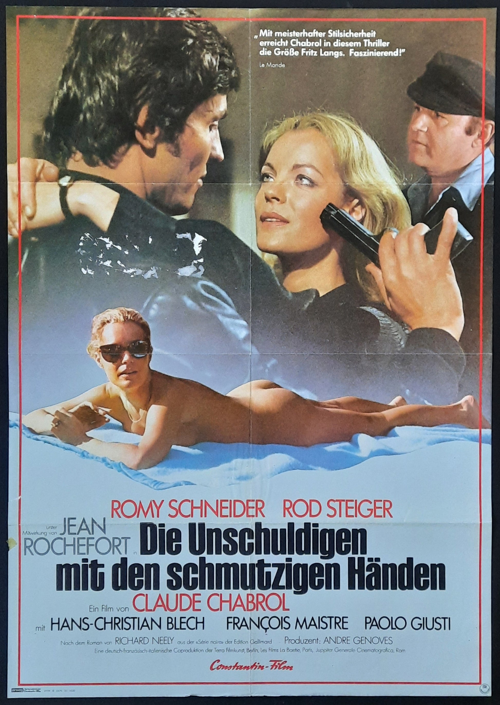 INNOCENTS WITH DIRTY HANDS Original Movie Poster 1975 Claude Chabrol Romy Schneider Rod Steiger German 1-Sheet