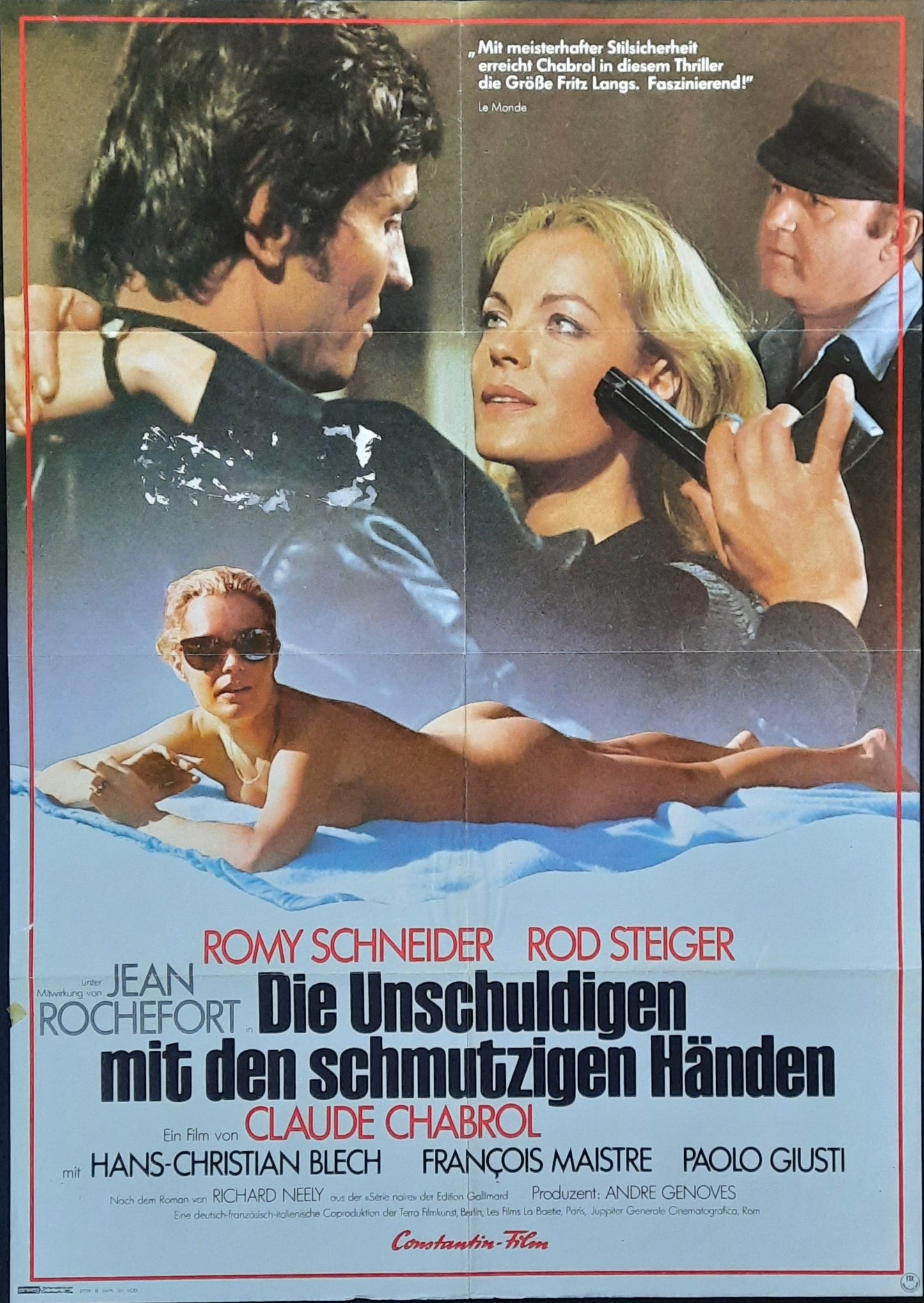INNOCENTS WITH DIRTY HANDS Original Movie Poster 1975 Claude Chabrol Romy Schneider Rod Steiger German 1-Sheet