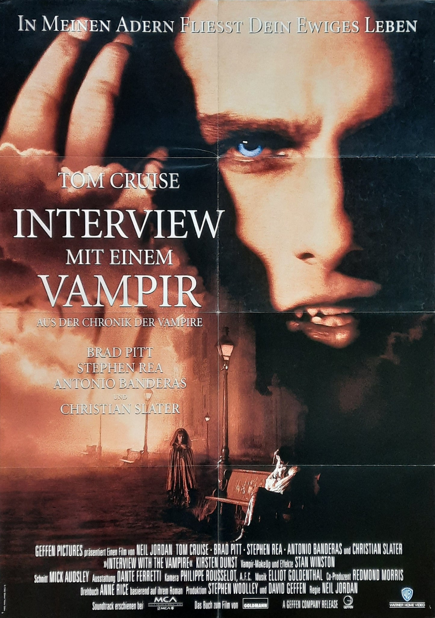 INTERVIEW WITH A VAMPIRE Original Movie Poster 1994 Tom Cruise Brad Pitt German 1-Sheet